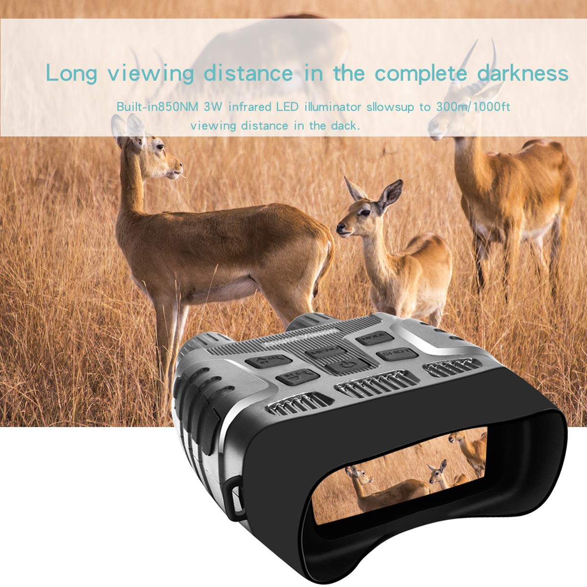 Fuxinghao Digital Infrared Night Vision Binoculars Scope For 100% Darkness With 2.31" Tft Lcd And 300M View Range Record Hd Image & 720P Video With 32G Tf Card For Hunting And Wildlife Monitoring