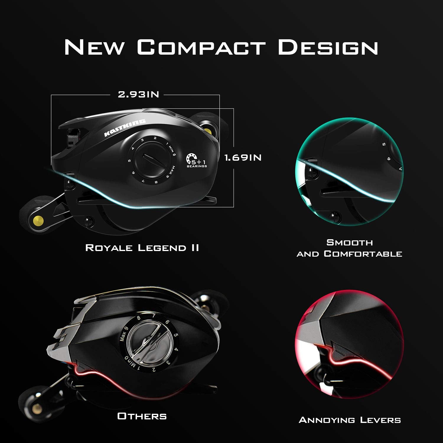 Kastking Royale Legend Ii Baitcasting Reels,  Compact Design Baitcaster Fishing Reel, 17.64Lb Carbon Fiber Drag, Cross-Fire 8 Magnet Braking System, Available In 5.4:1 And 7.2:1