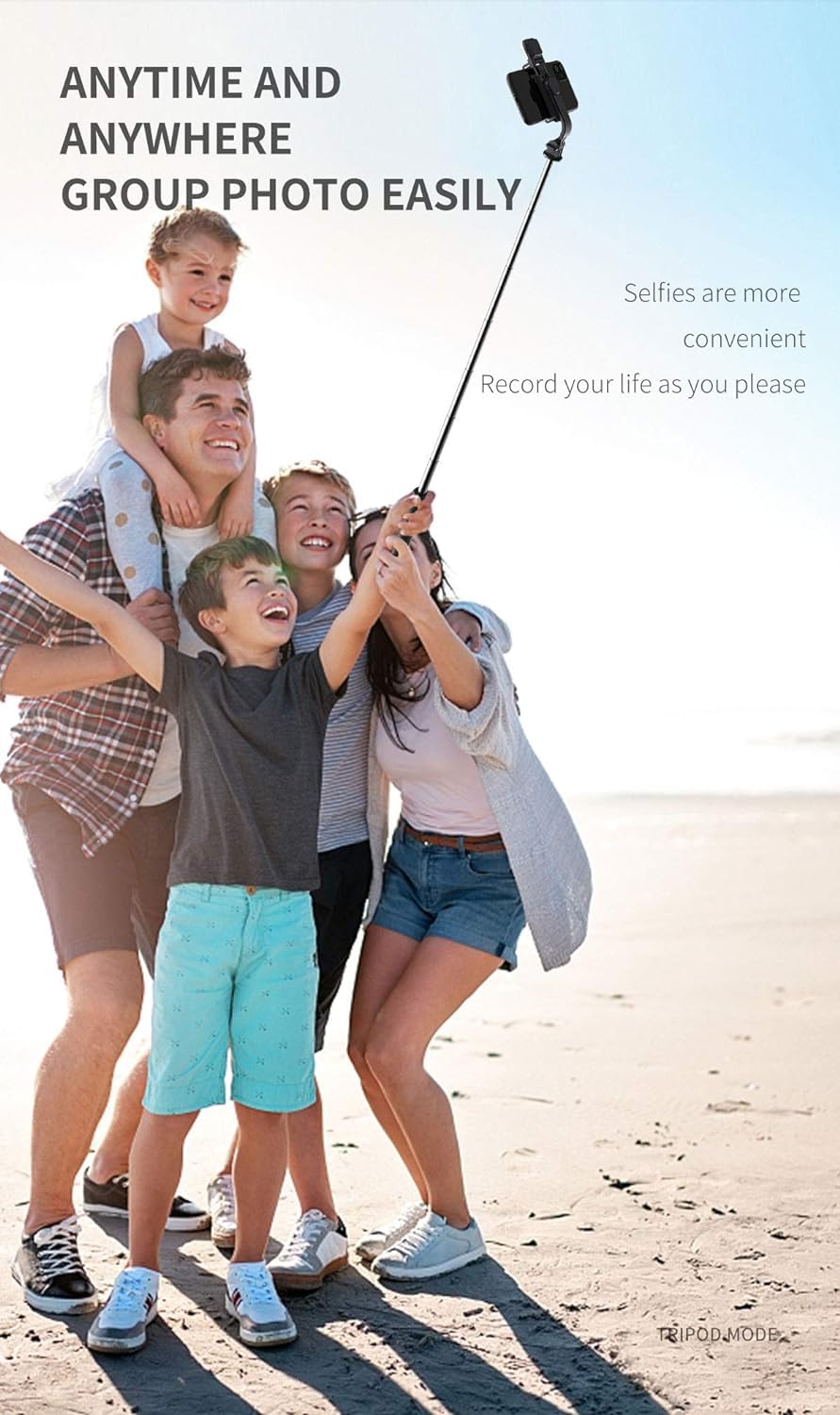 Xihama Selfie Stick With Light, All In 1 Extendable Tripod Stand With Detachable Wireless Remote,Portable Mobile Phone Holder Lightweight Camera Tripod Compatible With Iphone 16 15,Gopro,Android (Black)