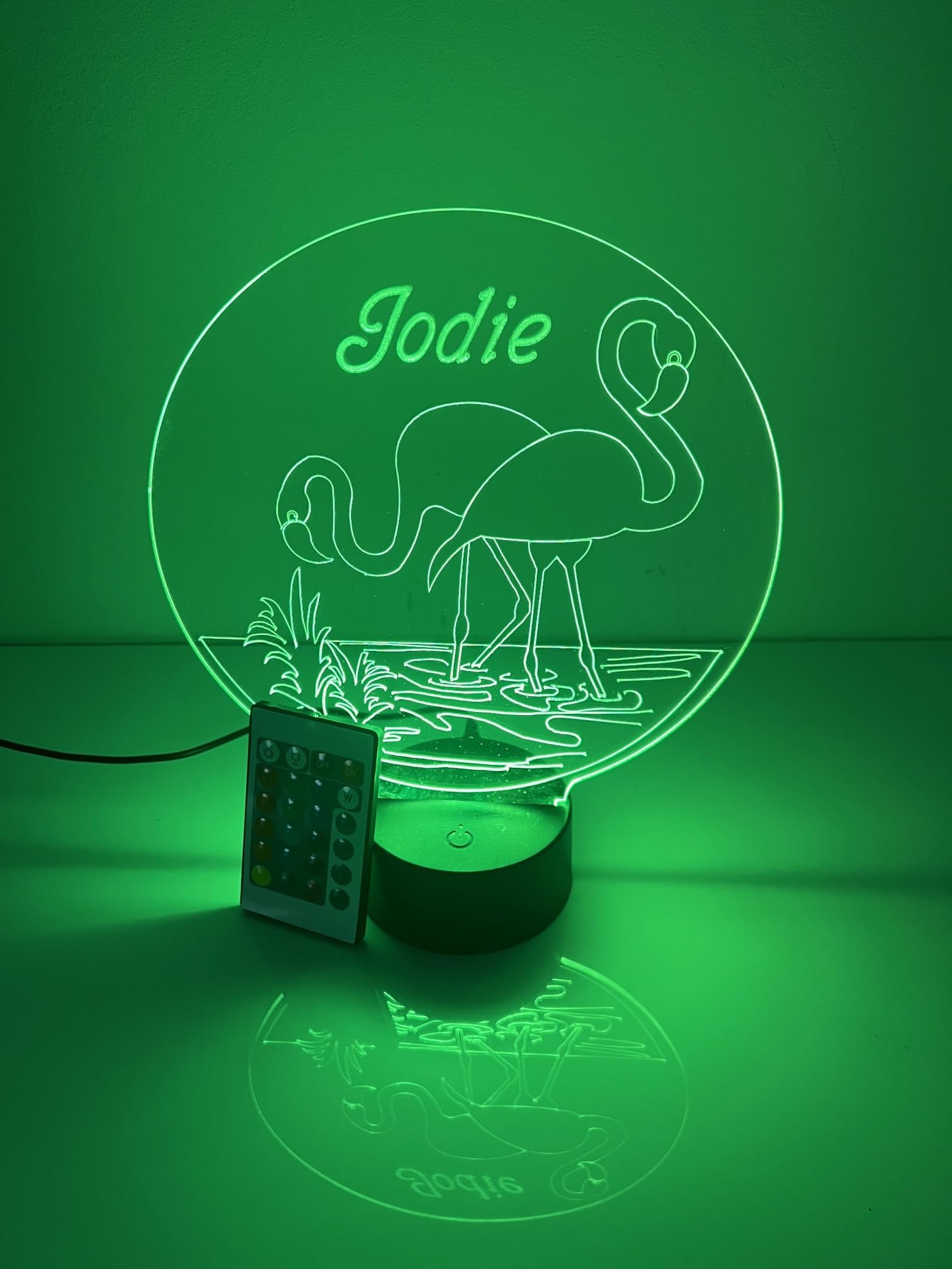 Mirror Mania Flamingo Light Up Desk Lamp Led Personalized Name Night Light Engraved Nautical Breeze Marine Table Lamp, Custom Design Feature With Remote, 16 Color Options, Dimmer, Engraved, Great