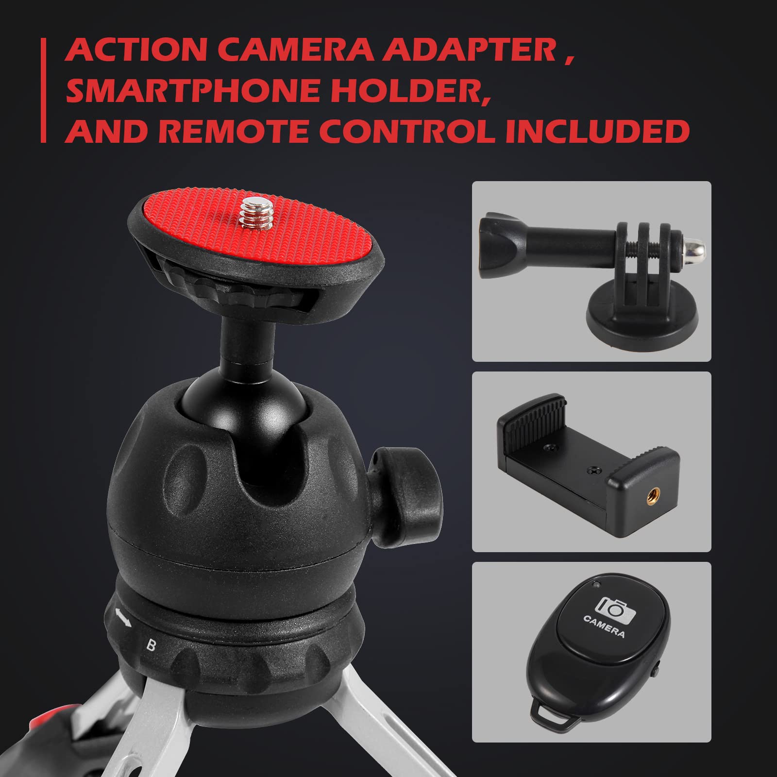 Undade Mini Tripod For Camera And Phone -With Remote And 360 Degree Ball Head, Premium Tabletop Small Phone Tripod Mount For Gopro Cell Phones Webcam Projector Compact Dslr