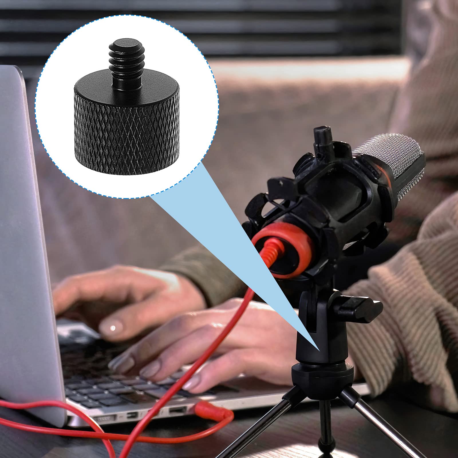 Frienda 4 Pieces Mic Stand Adapter 5/8 Female To 1/4 Male For Camera Mount Tripod Thread Conversion Connector Screw Adapter For Microphone Stand Mount(Black)