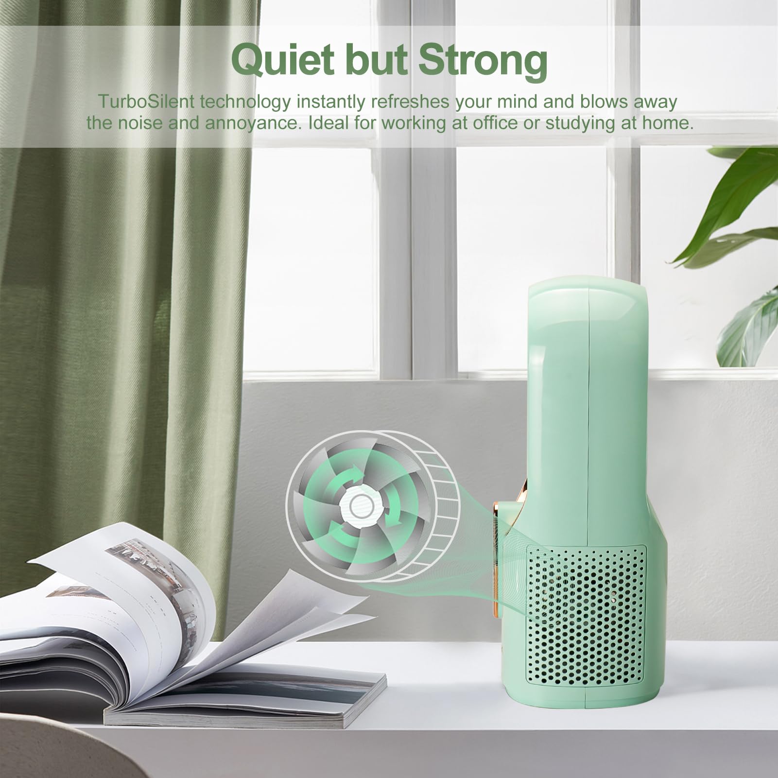 Conbola Desk Fan Portable, Battery Operated,Quiet Desktop Fan Bladeless With 3 Cooling Speeds