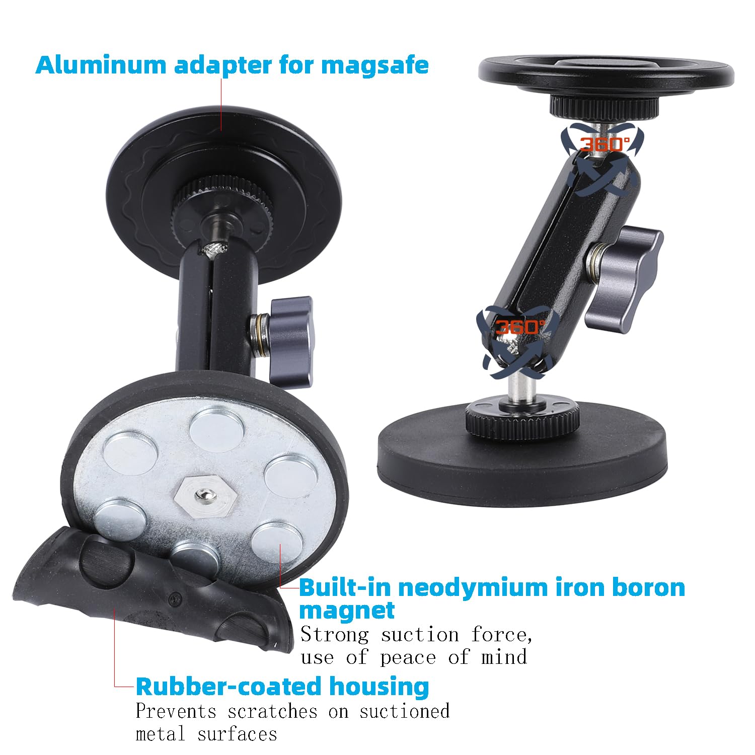 Leenconghui Gym Magnetic Phone Holder For Magsafe, Dual Magnetic Phone Mount For Gym Attach To Metal Surface, Compatible With Iphone 16 15 14 13 Pro Max Magsafe Case, 360° Adjustable, Perfect For Recording Video