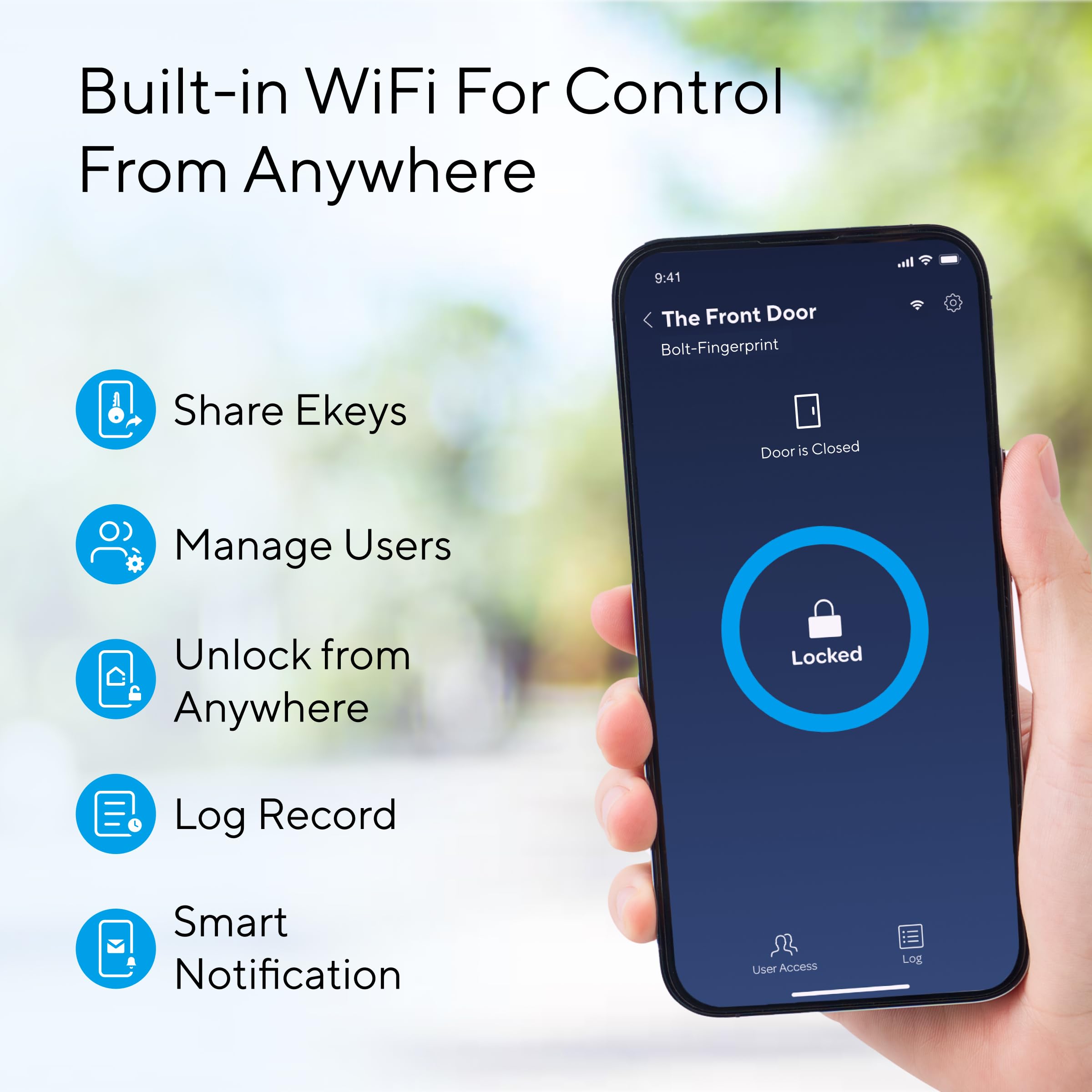 Ultraloq   Bolt Fingerprint Smart Lock,Biometric Deadbolt With Built In Wifi,Keyless Entry Door Lock For Front Door,App Remote Control,10 Months Battery,Ip65 Waterproof,Bhma Grade Aaa