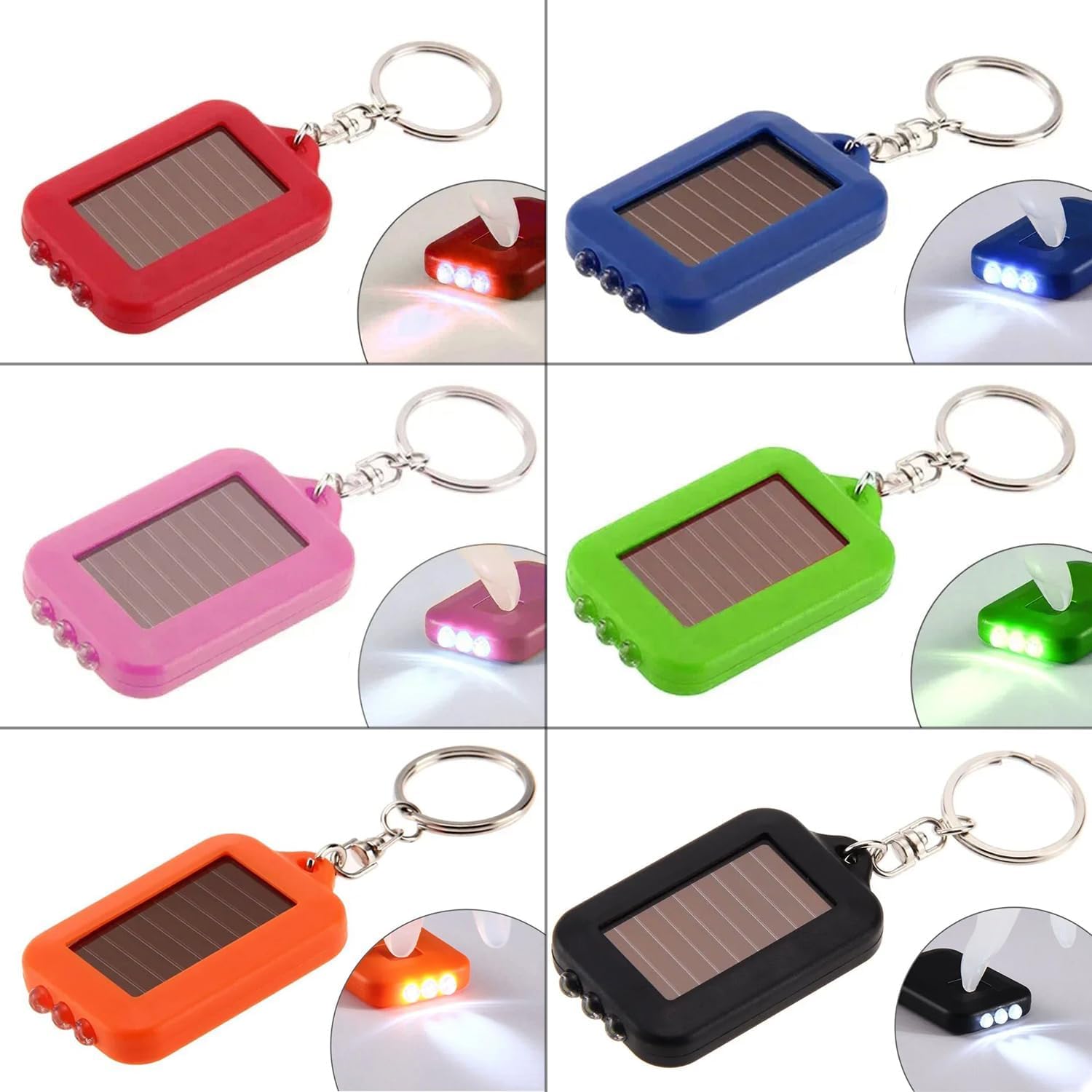 Modoao Solar Mini Led Light A Pack Of 6 Portable Flashlights，Keychain Bright Flashlight Mini Lighting Suitable For Home And Outdoor Us (Green)