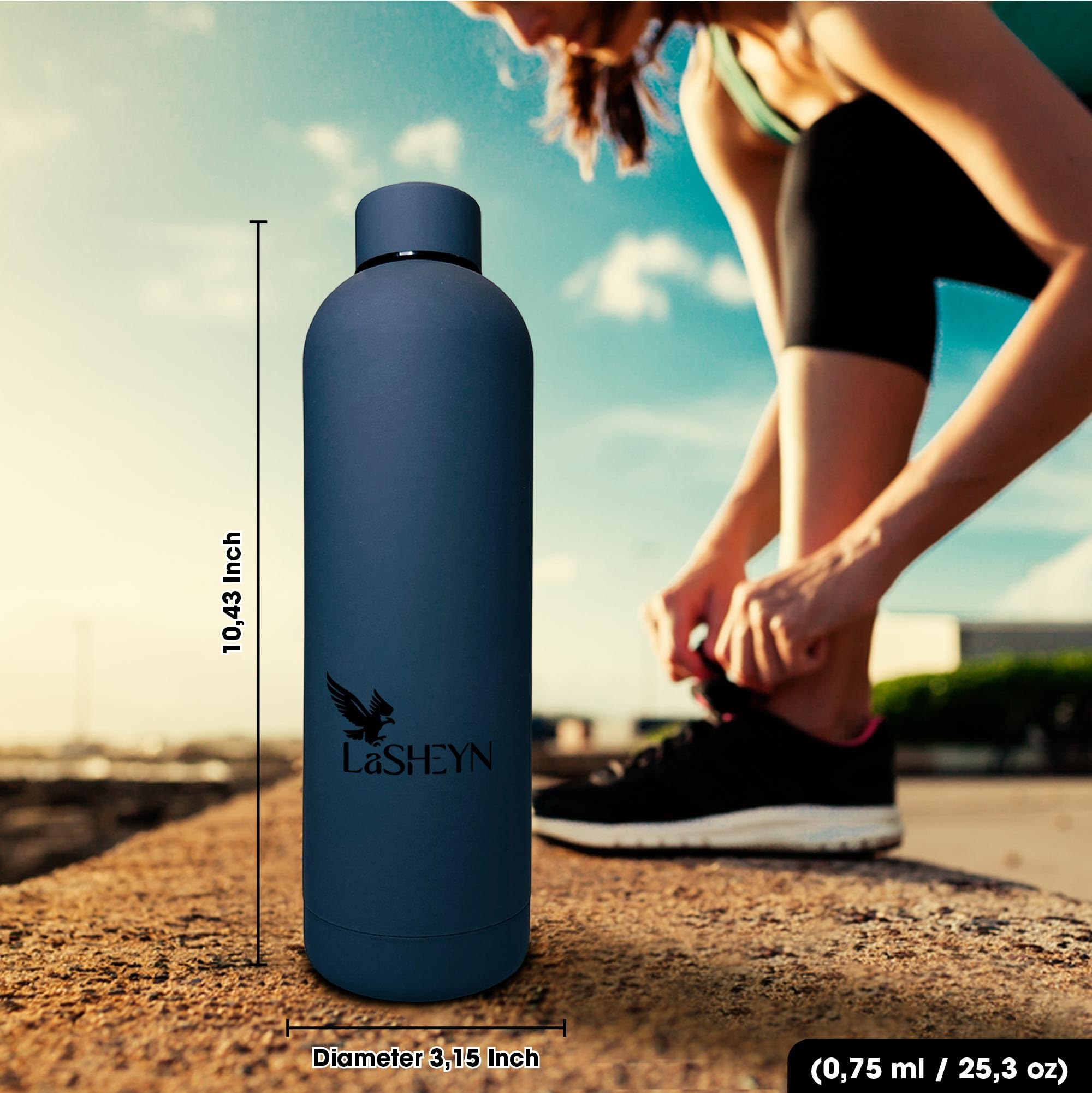Stainless Steel Insulated Water Bottle 25Oz   Perfect For On The Go, Home, Office