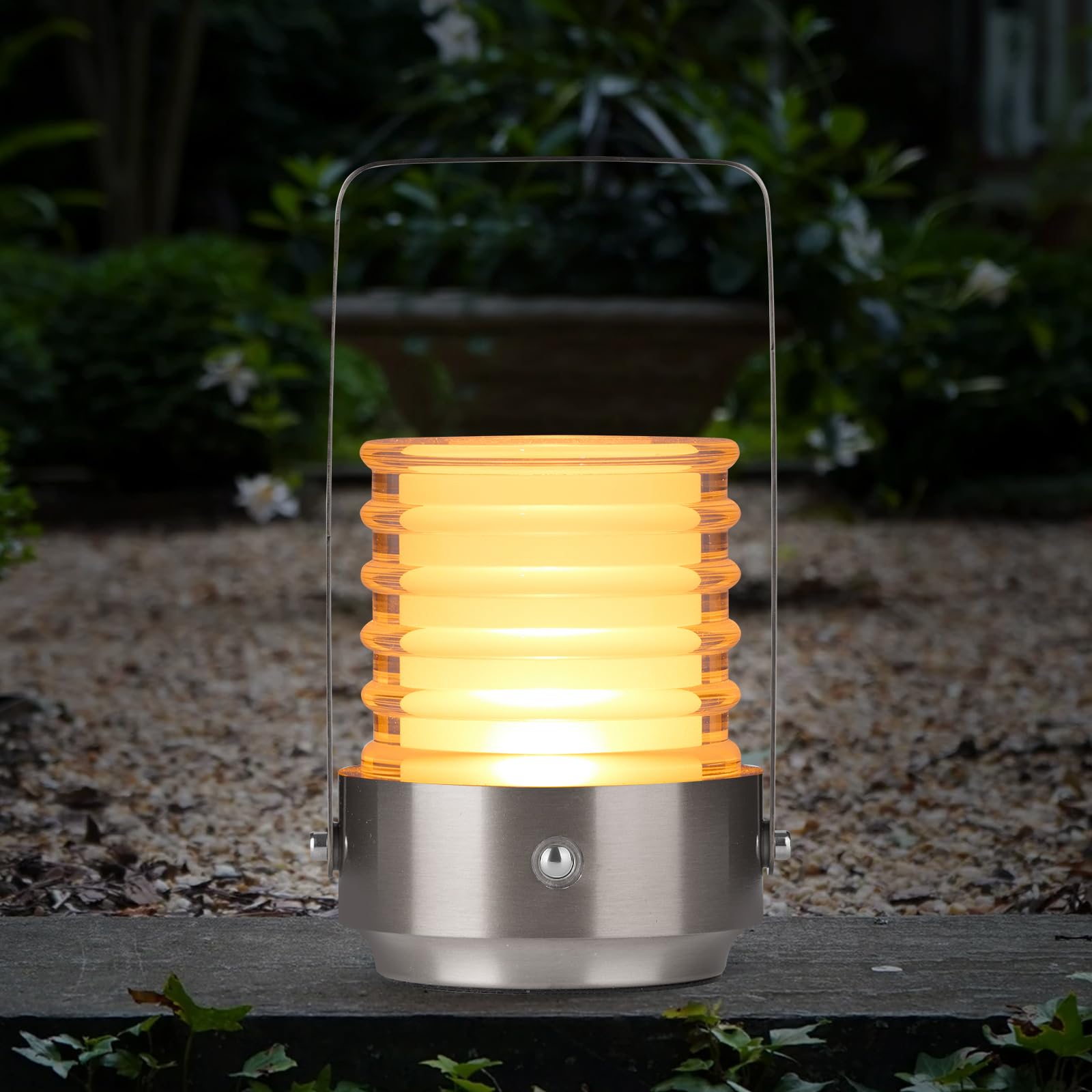 Hapygi Portable Metal Led Table Lamp ,Rechargeable Cordless Lamp, 3-Colour Infinitely Dimming Battery Powered Small Desk Lamp, Restaurant/ Nightstand Lamp/Bar/Coffee Shop/Camping Light (Sliver)