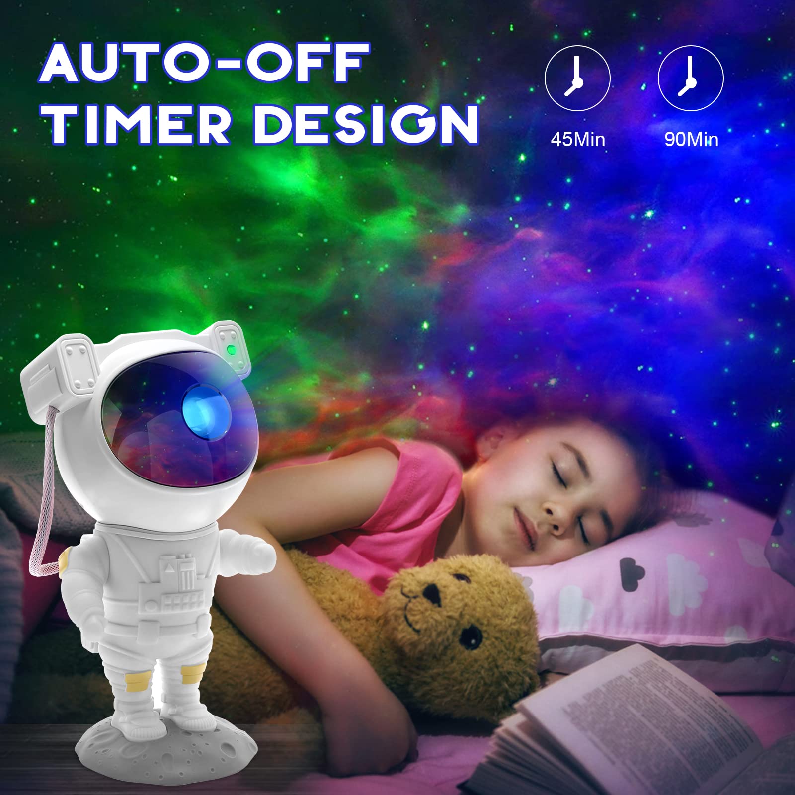 Luxonic Astronaut Star Projector For Kids - Galaxy Light With Timer & Remote Control For Bedroom, Gaming Room, Home Theater Decor