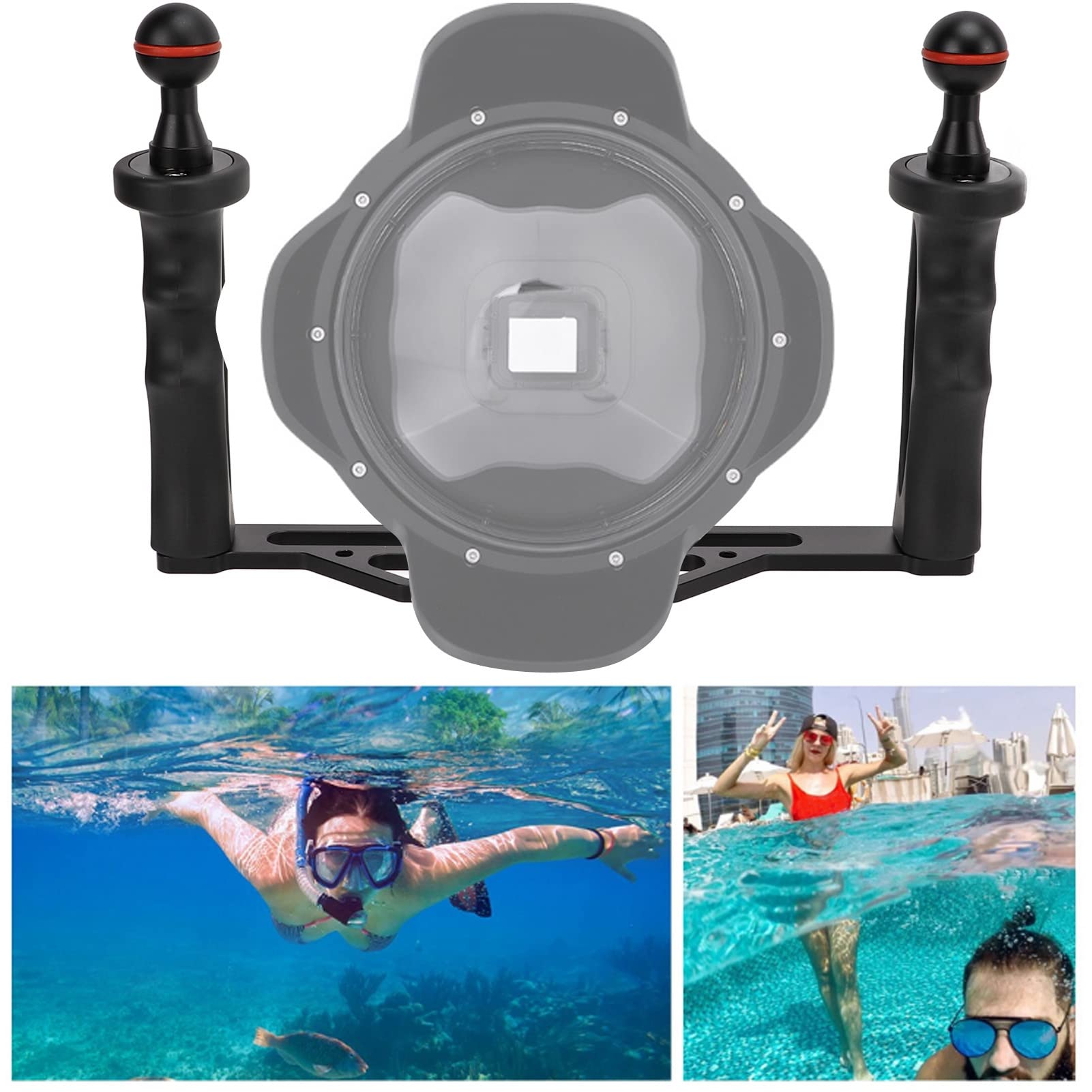 Acouto Dual Handle Aluminium T Stabilizer Rig For Der Camera Housing Case Tray Dual Handheld Stabilizer For Diving Photography