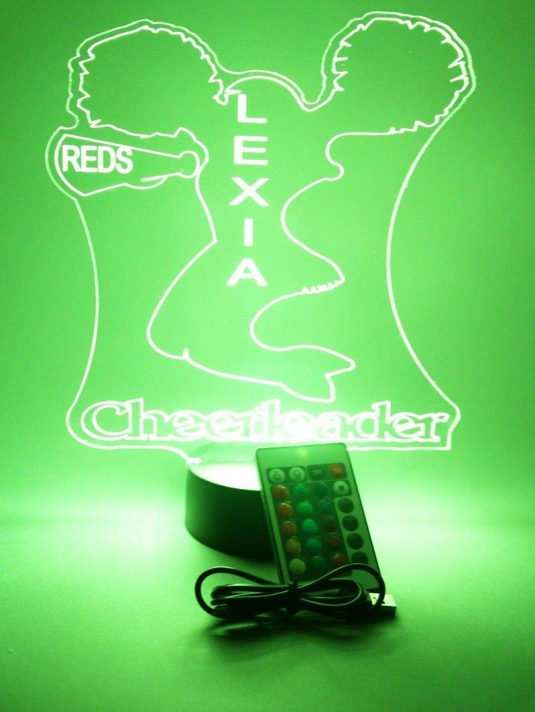 Mirror Mania Cheerleader Cheer Cheerleading Cheerer Sports Performer Night Light Up Table Desk Lamp Led Personalized Name Engraved - It'S Wow, With Remote 16 Colors, Great