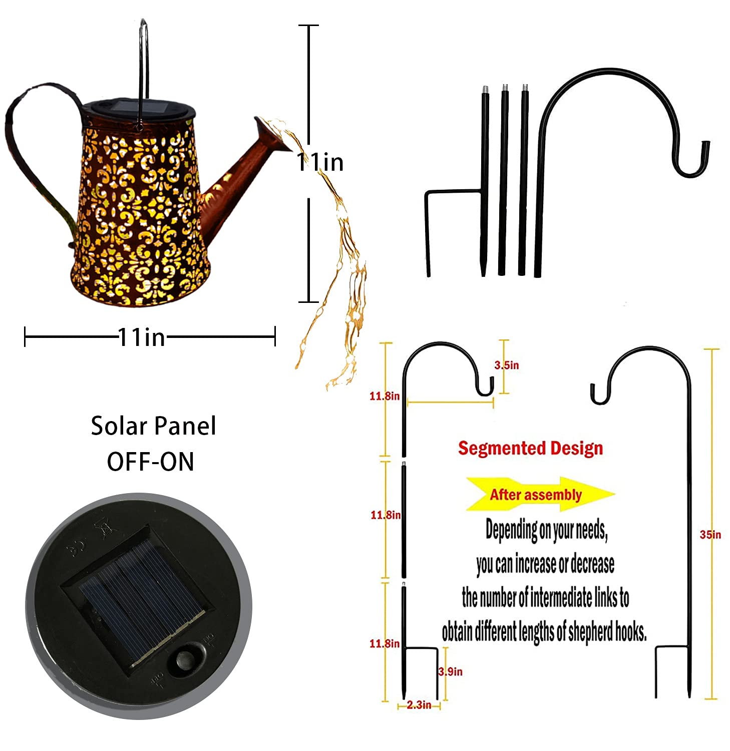 Binfenny Solar Watering Can Lights Hanging Kettle Lantern Light - Waterproof Garden Decor Metal Retro Lamp For Outdoor Table Patio Lawn Yard Pathway With Hook