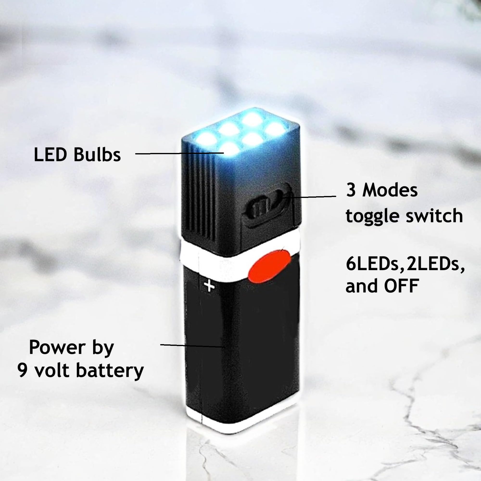 In Select 9 Volt Small Pocket Led Mini Flashlight -High Lumens Compact Portable Emergency Light Multi Mode Handheld Flashlight Light For Camping Hiking And Outdoor Use (2Pack,Battery Not Included)