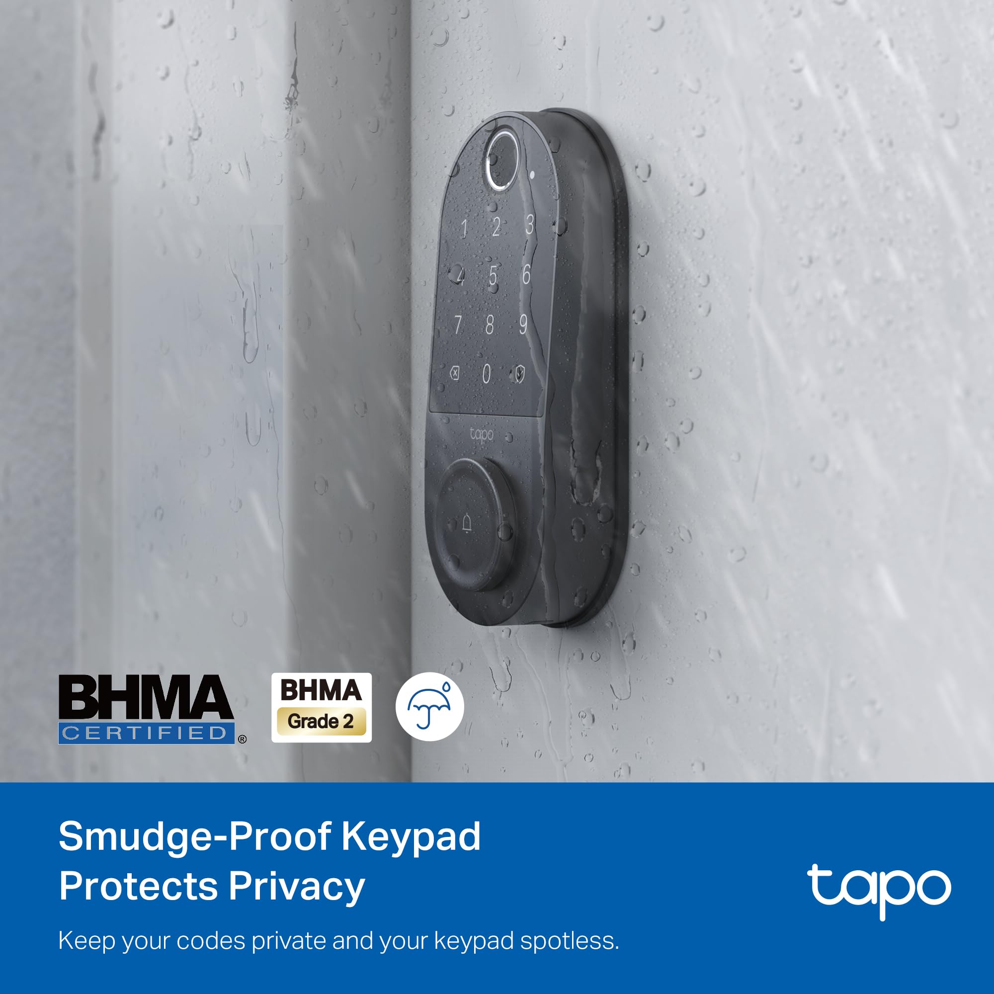 Tapo Tp-Link Smart Door Lock, Deadbolt  Keyless Entry, Fingerprint Recognition, Touchscreen Keypad & In-App Monitoring With Scheduled Access  1-Year Rechargeable Battery  Bhma Grade 2  Dl110