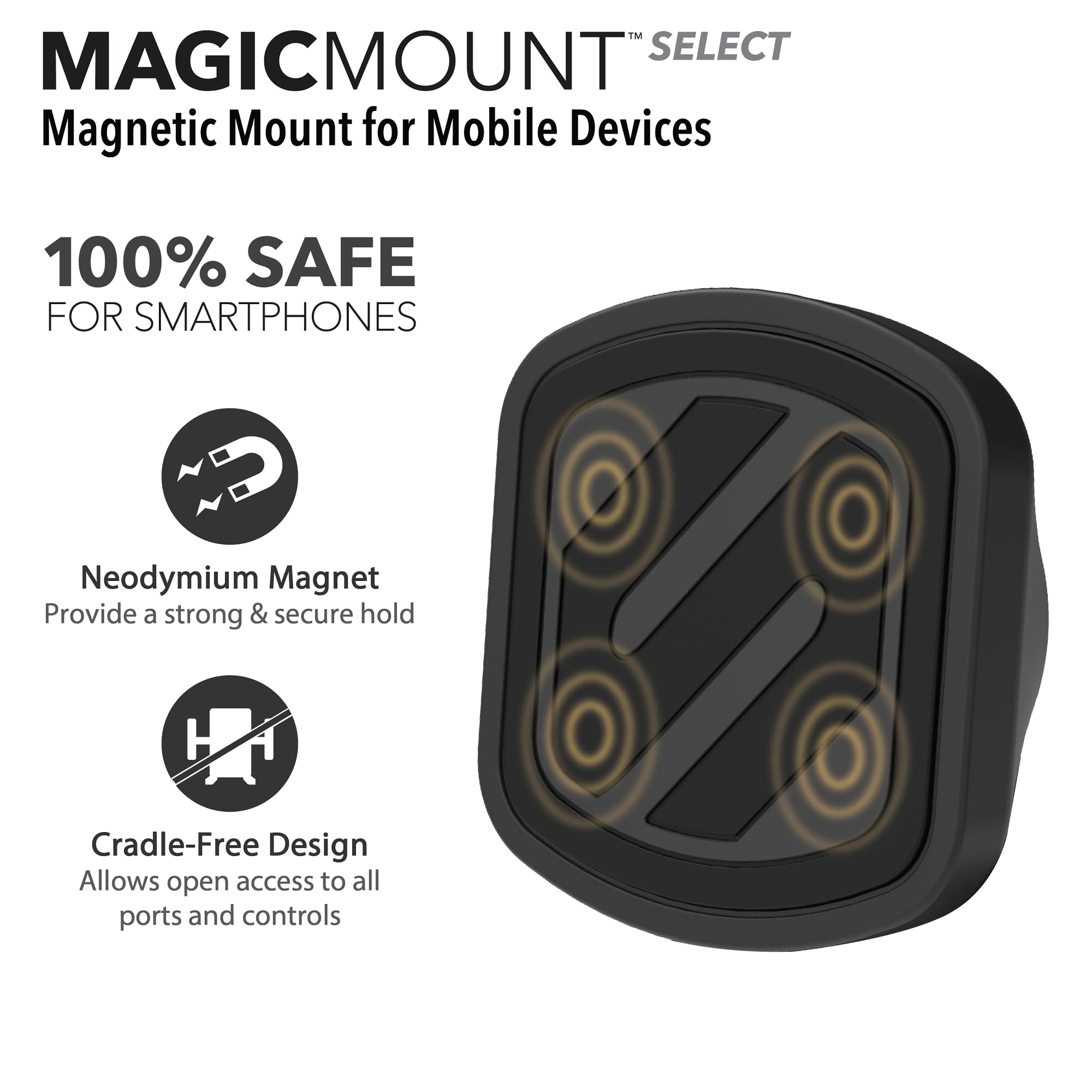 Scosche Mmv-Xces0 Magicmount Select Magnetic Air Vent Car Cell Phone Holder, Gps Vent Car Mount, 360 Degree Adjustable Head, Black