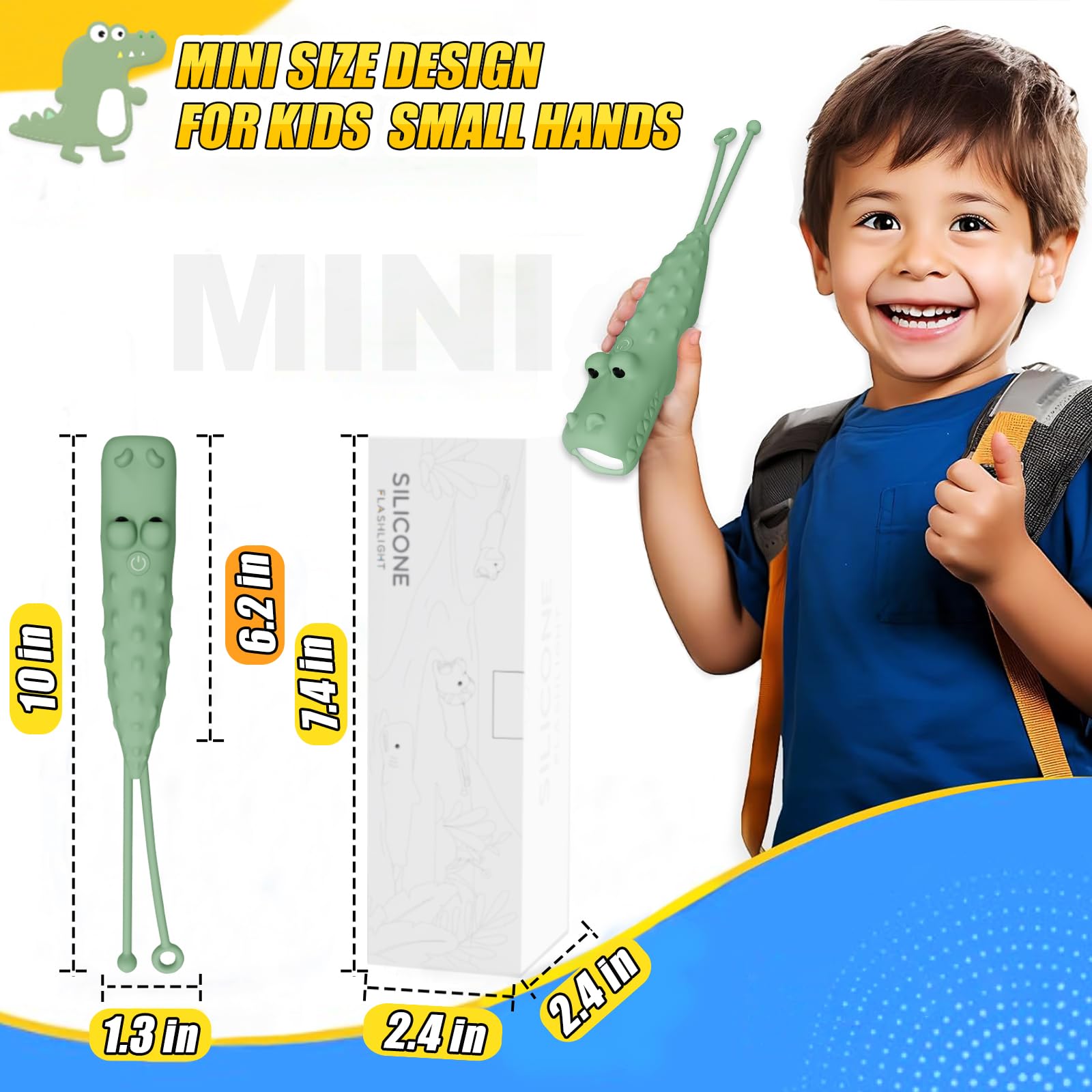 Tepreswes Kids Flashlight Rechargeable For Boys & Girls, Alligator Crocodile Toy, Baby Kids Toddler Toys For Age 3-12, Birthday Boys & Girls , Animal Toddlers Flashlights, Party Decorations, 1 Pack
