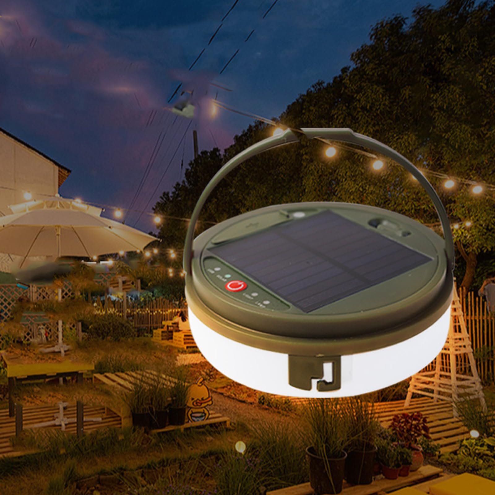 Soonhua Solar Camping String Lights, 3 In 1 Portable Outdoor String Lights With 8 Lighting Modes, 39.4Ft Led String Lights For Yard Tent Camping Hiking Christmas Decor
