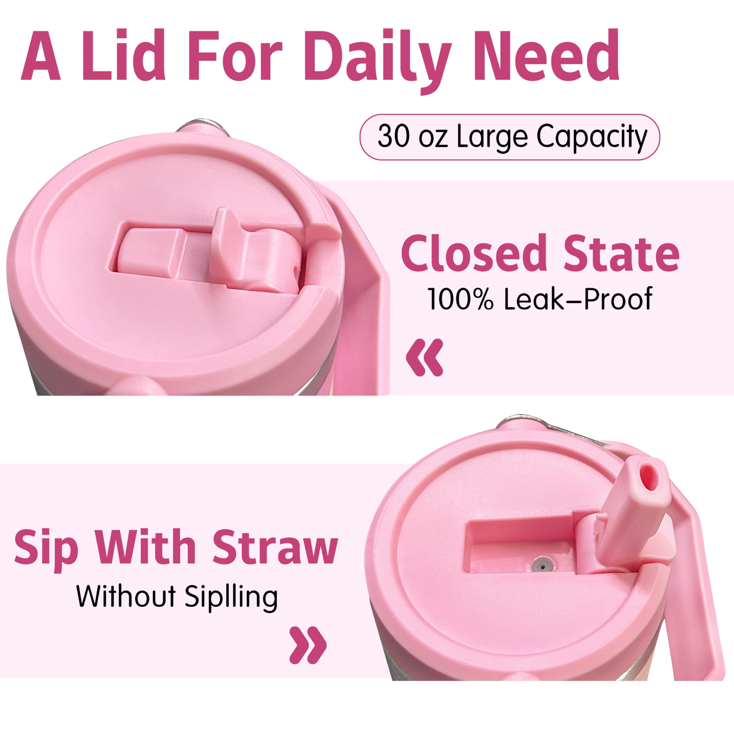 Tumbler For Adults Water Bottle Double Wall Cups For Kids 20 Oz Pink Coffee Mug Stuff Cat Insulated