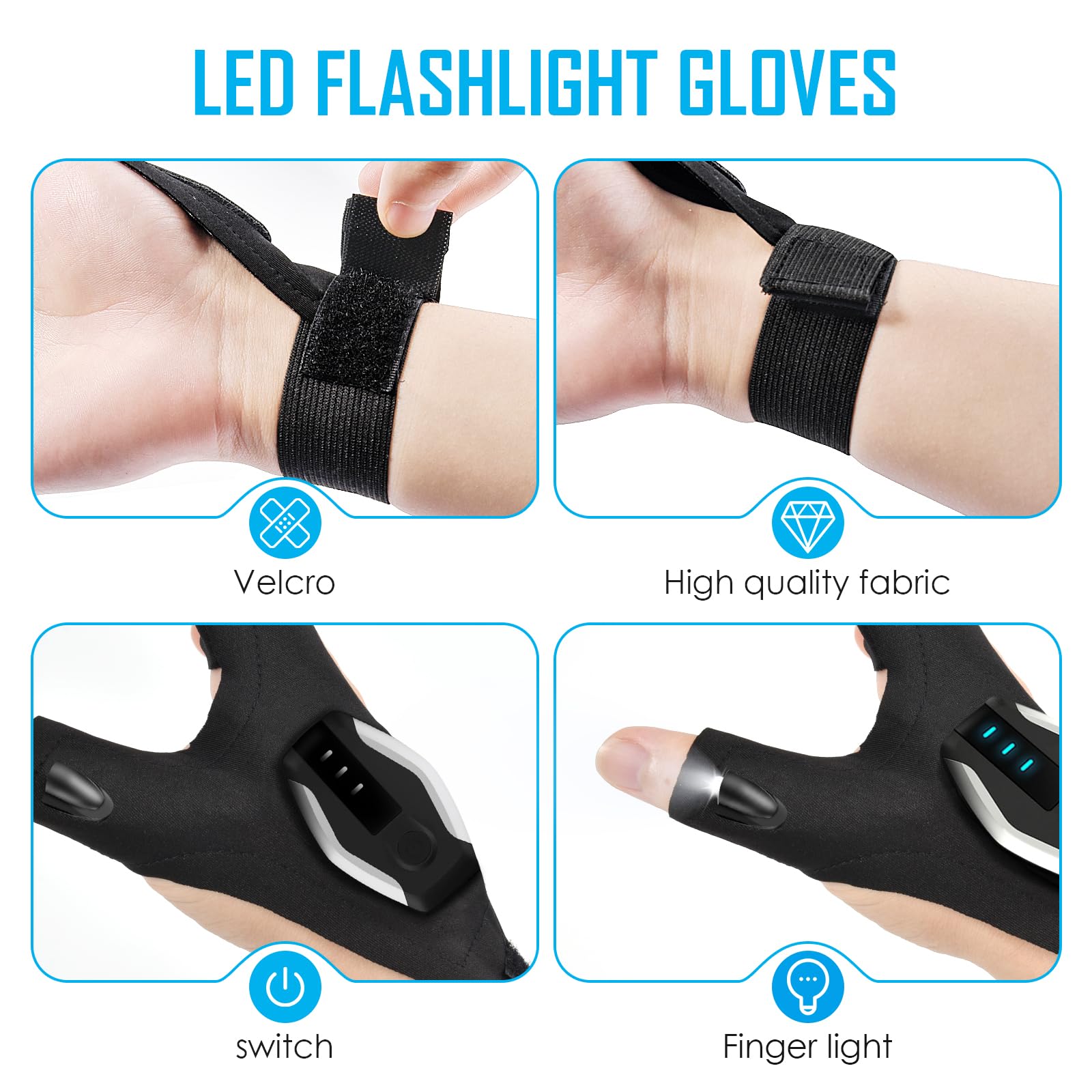 Kezkals  For Men Rechargeable Flashlight Gloves, Fathers Day Dad  From Daughter, Dad  For Fathers Day, Birthday  For Husband Boyfriend, Father'S Day Flashlight Gloves, Cool Gadgets
