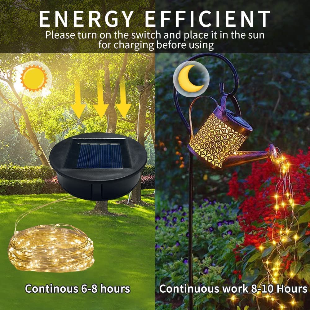 Aqeenura Solar Lights Replacement Top Parts For Outdoor Solar Watering Can Hanging Lanterns With 90 Led String Lithgs Detachable Connector (Warm White ) (1Pcs 7Cm/2.76Inch)
