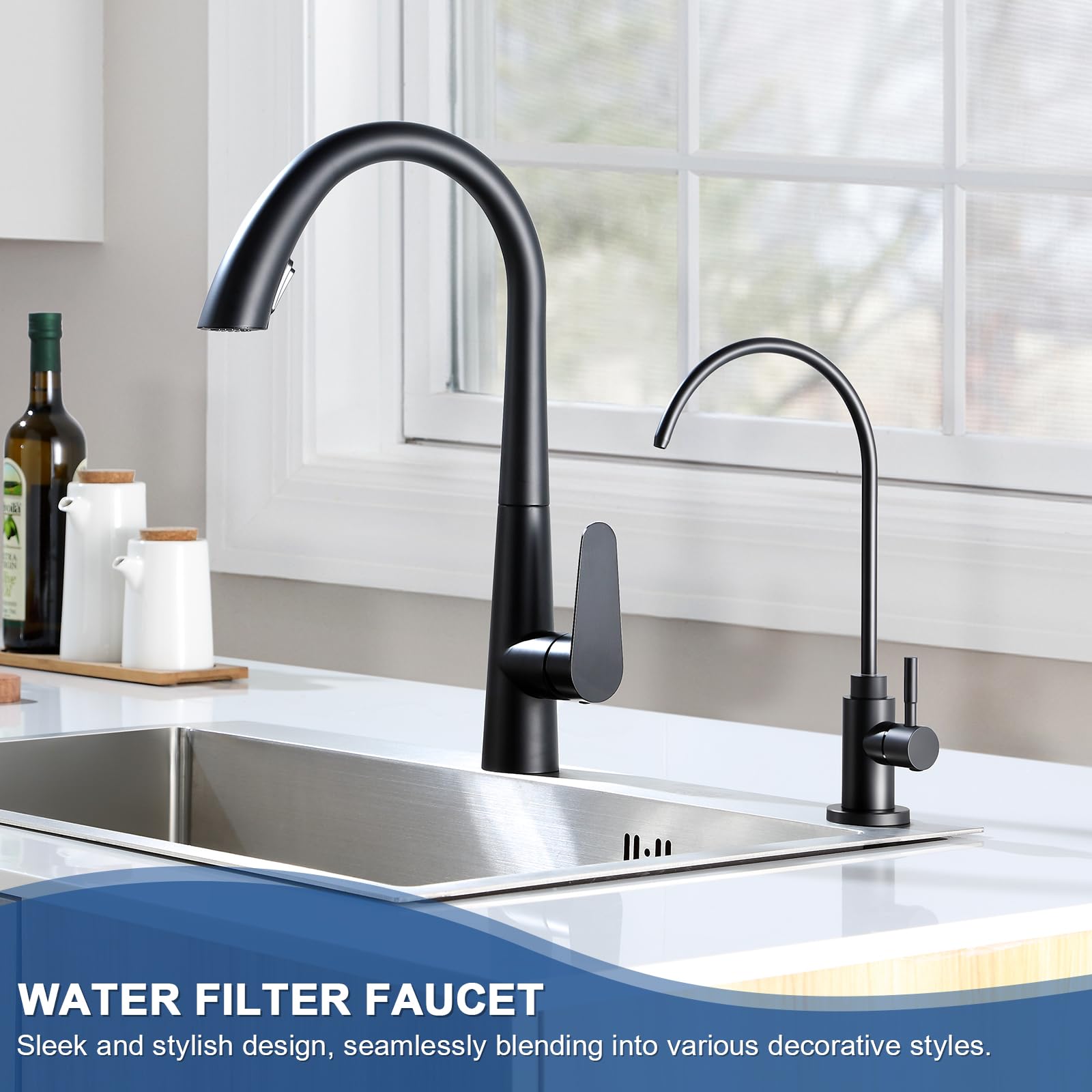 Vmasstone Water Filter Faucet, Reverse Osmosis Faucet Fits Most Ro Units Or Water Filtration System In Non-Air Gap, Lead- Stainless Steel Drinking Water Faucet For Bar Kitchen Sink, Rv (Dm001 Mb)