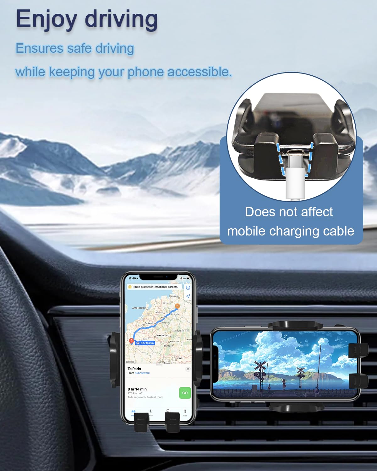 Oricarmes Civic Phone Mount Civic Phone Holder For   Civic Accessories Custom Fit For     Civic Compatible For All Cell Phones