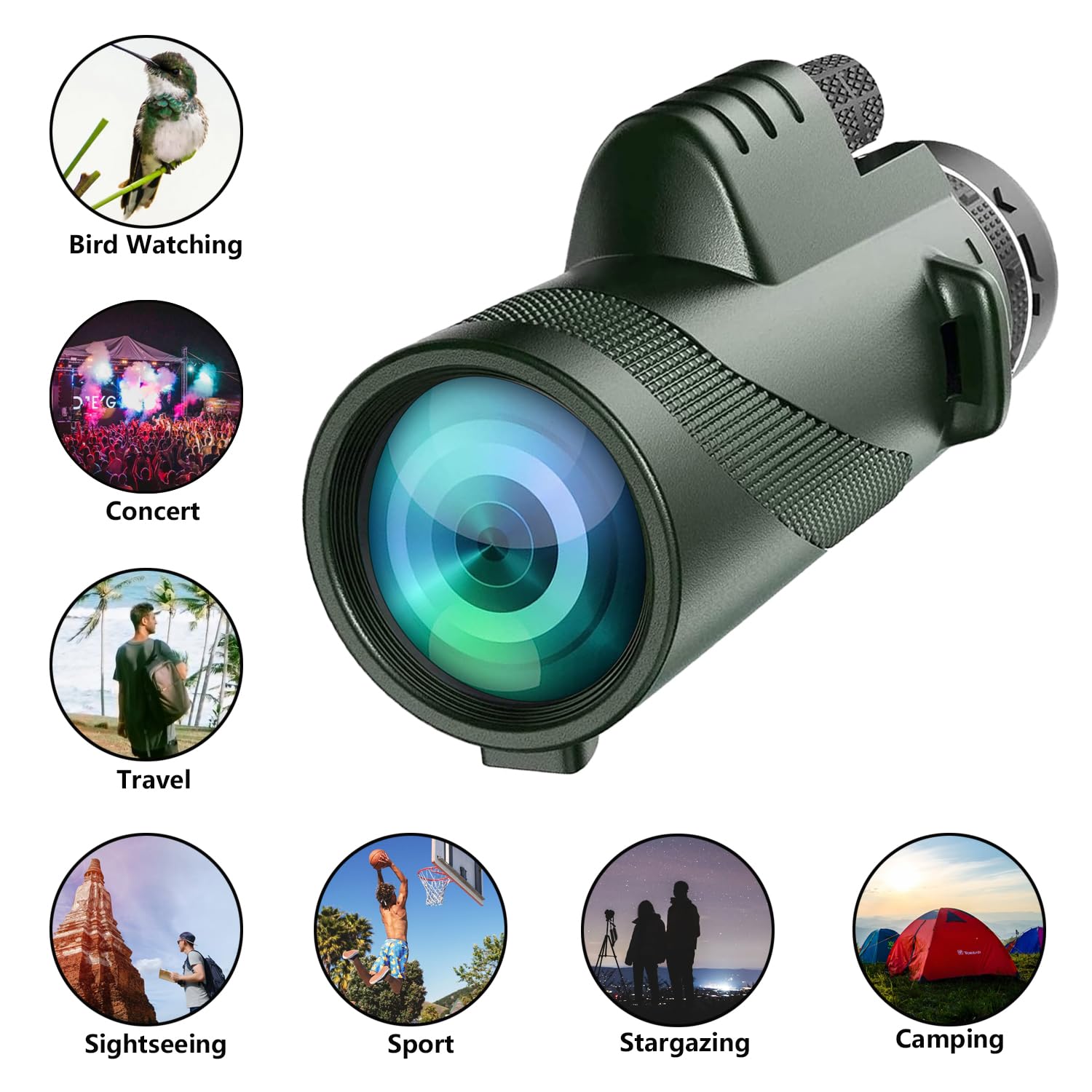 Physiophyx Monocular-Telescope 80X100 High Powered Monoculars High Definition For Adults High Powered With Smartphone Adapter Telescope Hunting Wildlife Bird Watching Travel Camping Hiking