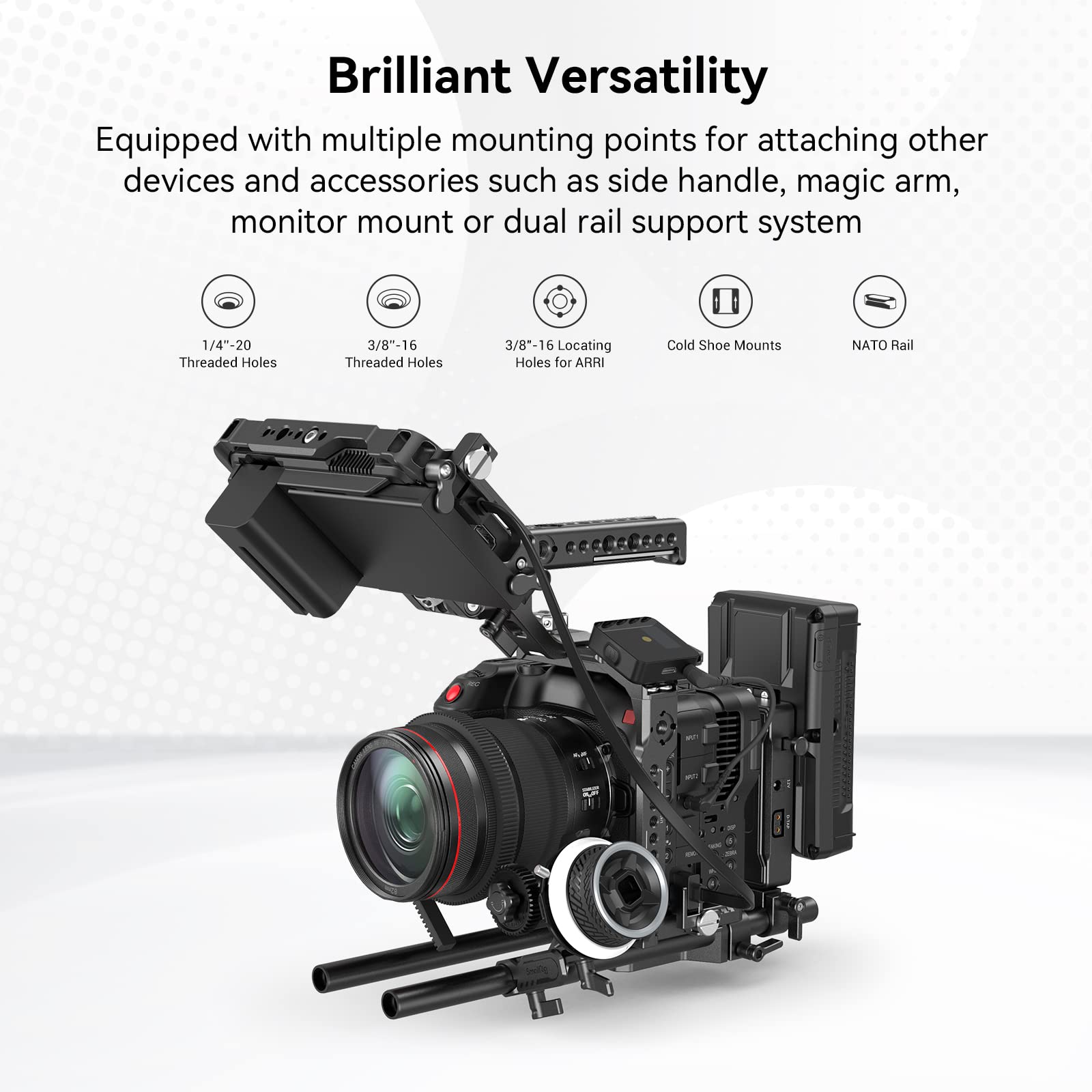 Smallrig Camera Cage Handheld Kit For Eos C70 For Canon With Nato Top Handle, Cable Clamp For Hdmi, Top Plate, Side Plate, Baseplate, 1/4''-20 Screw, Locating Holes For Arri