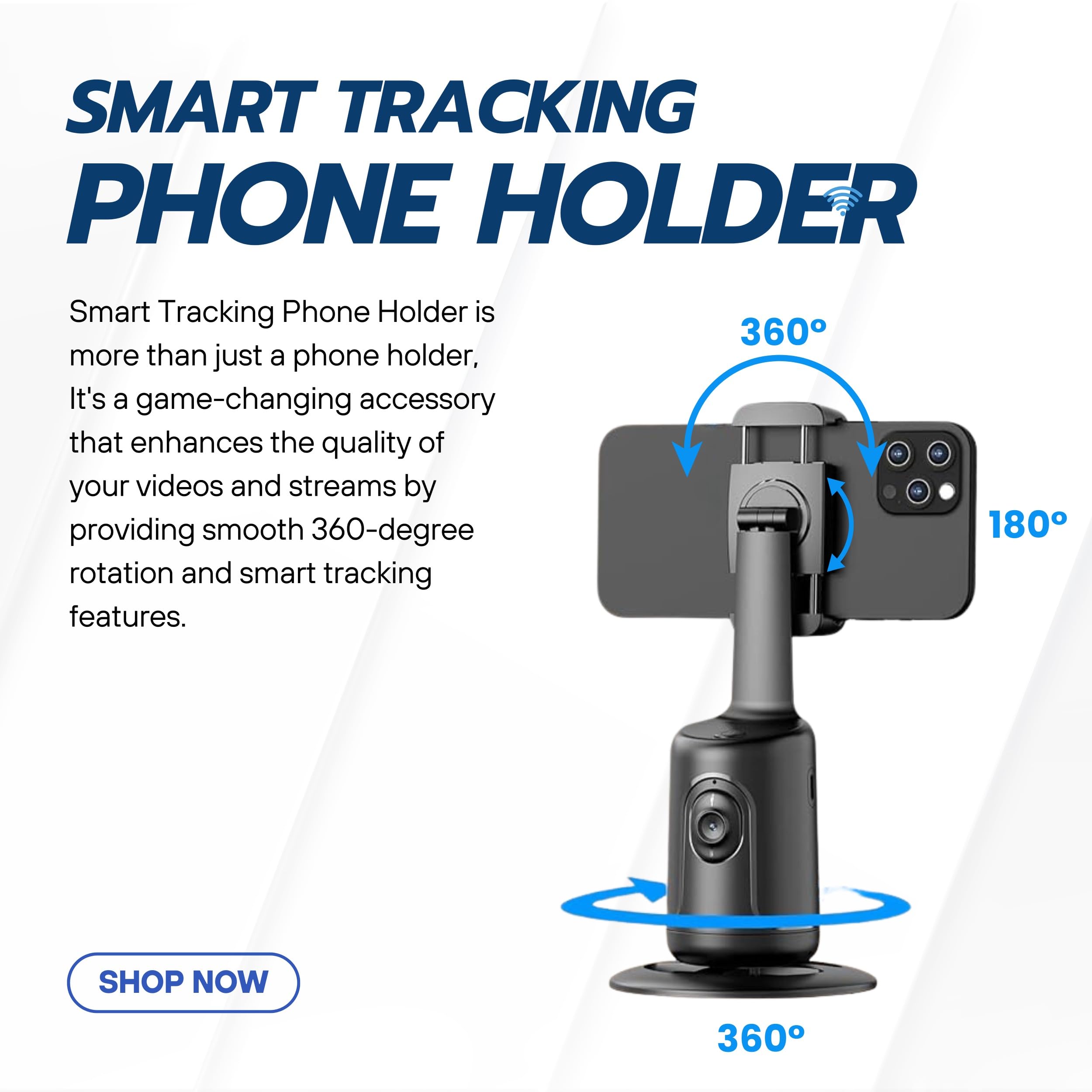 J&D Collection J&D Collection- Intelligent Phone Tripod With Automatic Face Tracking - 360° Rotation, Face & Body Ai Tracking, Universal Compatibility For Ios & Android, Usb Port, Sleek Black Design (Black)