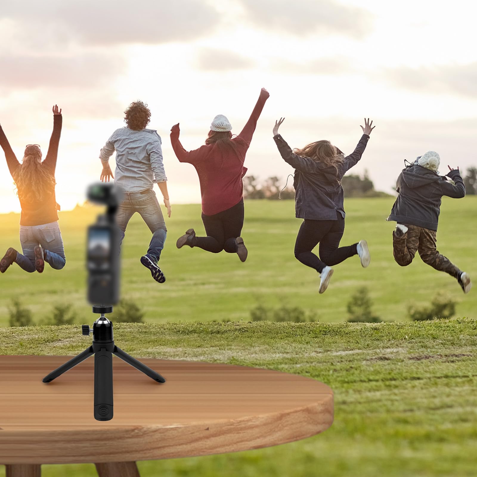 Gosknor Travel Mini Tripod For Dji Osmo Pocket 3 & 2, 1/4" Threaded Portable Tabletop Stand, Black Cameras Mount Compatible With Osmo Pocket 3 & 2 (Tripod Head Included)