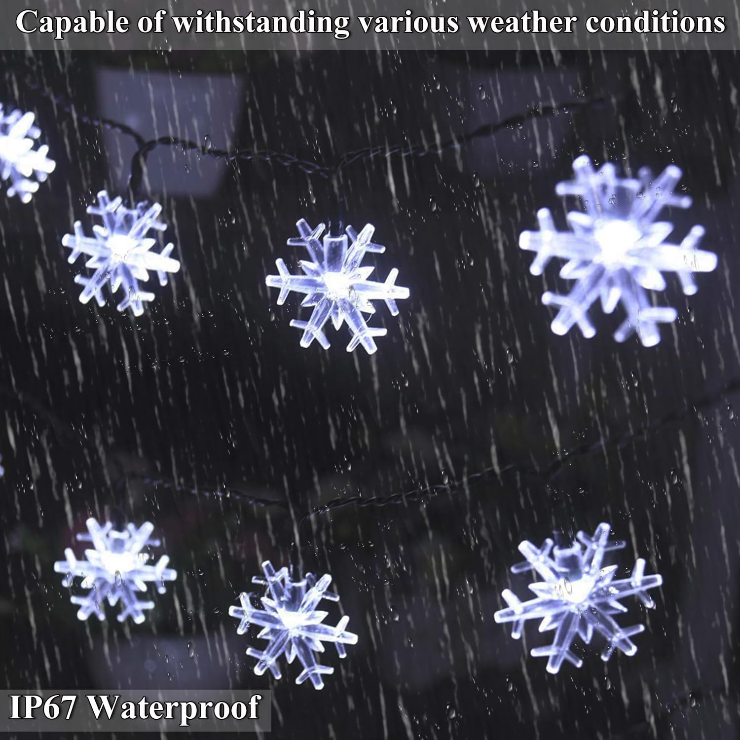 Xingpold Christmas Decorations Outdoor Solar Snowflake Lights, 50 Led 34Ft Solar Christmas String Lights, 8 Modes Waterproof Snowflake Decorations For Outside Garden Patio Yard Tree Decor