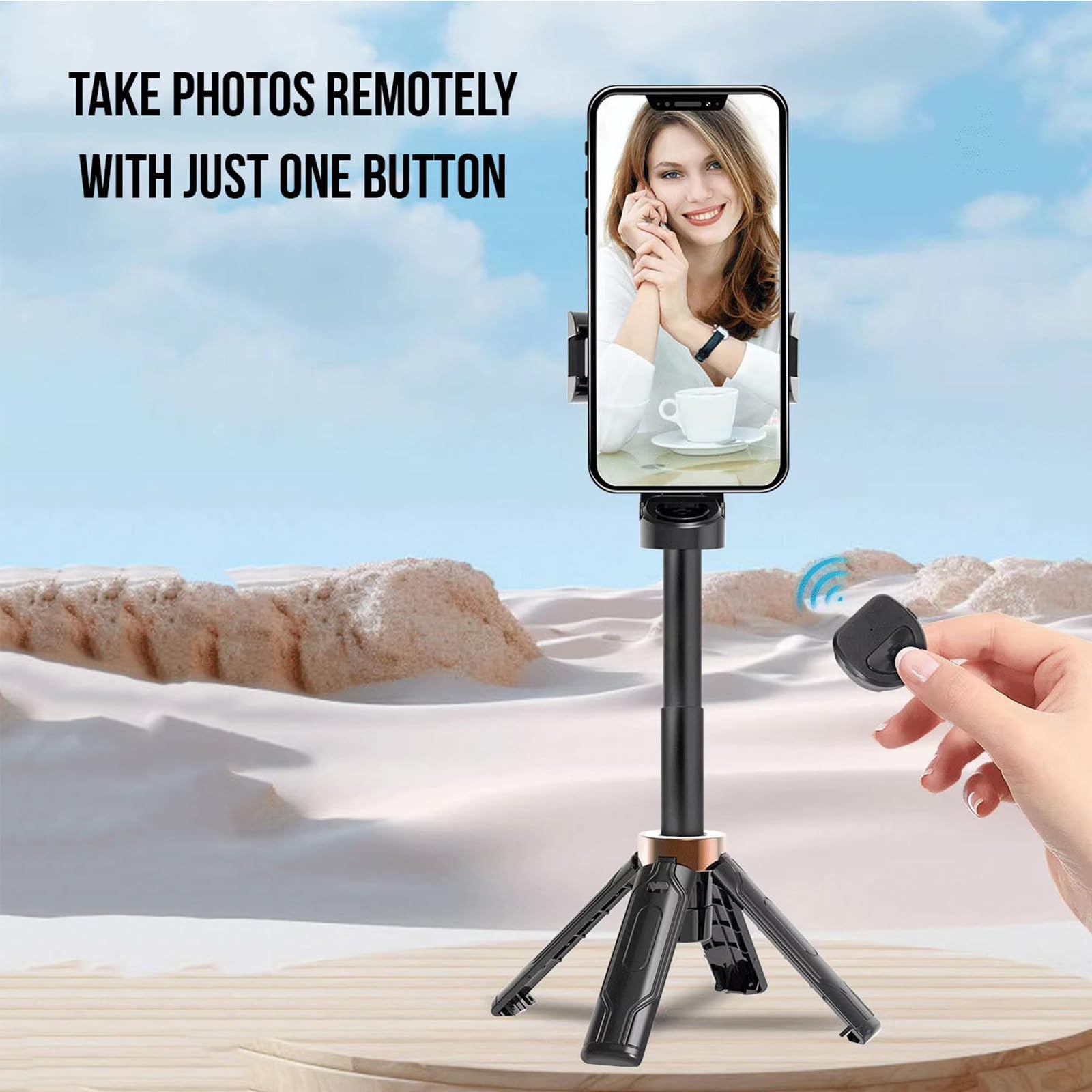 Zlinib Pocketflex Mini Tripod Razunoth, Tripod Mini Jj02, 360° Rotation, Bluetooth Remote Control, Adjustable Angles, Durable Aluminum Alloy, Supports Up To 2Kg For Smartphones And Cameras (Black)