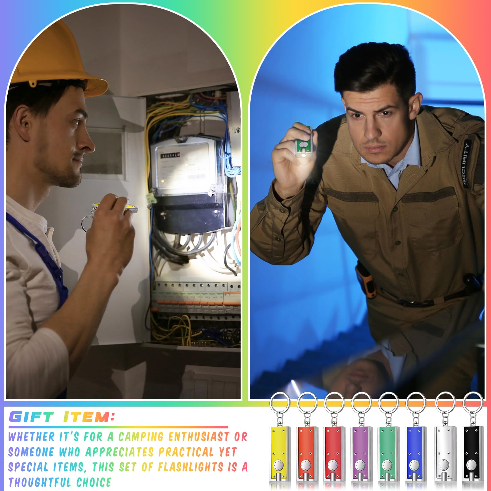 Glooglitter 8 Pcs Mini Keychain Flashlight Led Keychain Light Bulk Small Flashlight For Outdoor Camping Hiking Equipment And Emergency (Multicolor)