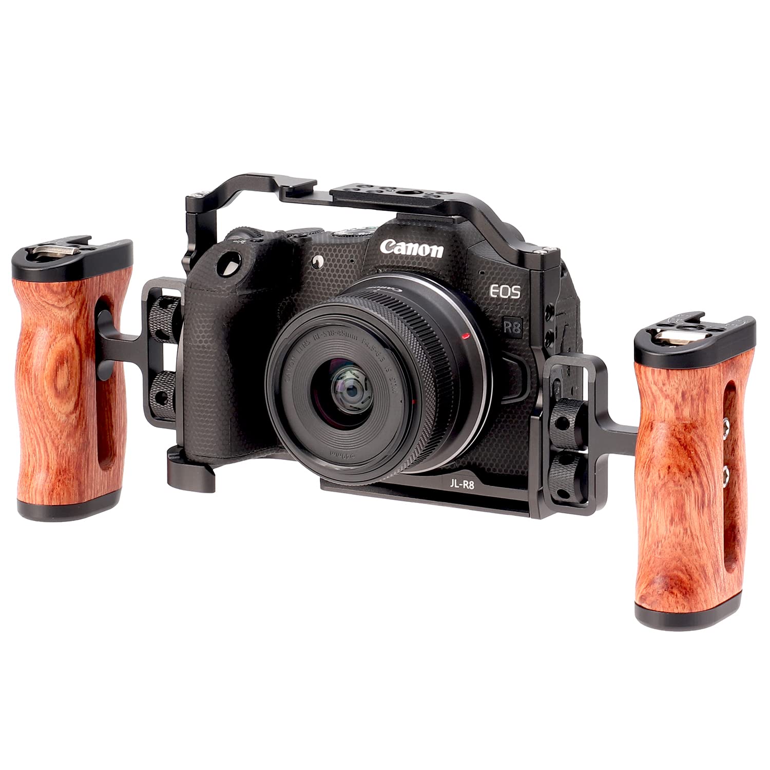 Foeasy Foto4Easy R8 Cage For Canon R8 Camera With Quick Release Plate For Arca-Swiss,Includes Dual Universal Side Wooden Handle