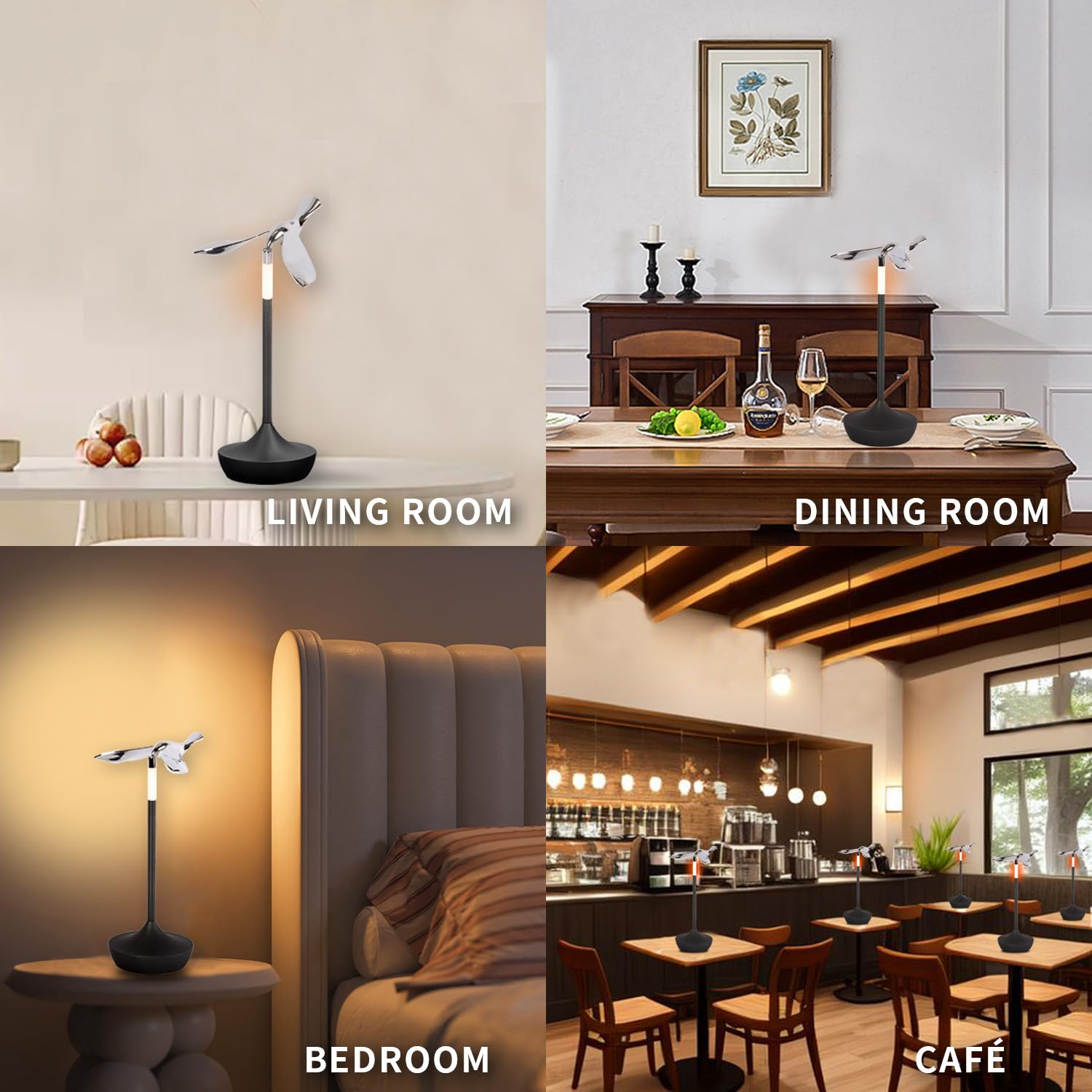 Yoowarm Small Cordless Table Lamp,Rechargeable Led With Funny Bird Corkscrew,Touch Dimmable Bedside For Restaurants And Dining Home Indoor/Outdoor, Children'S Day, Mother'S Day ，Art Deco Lamps, Bar