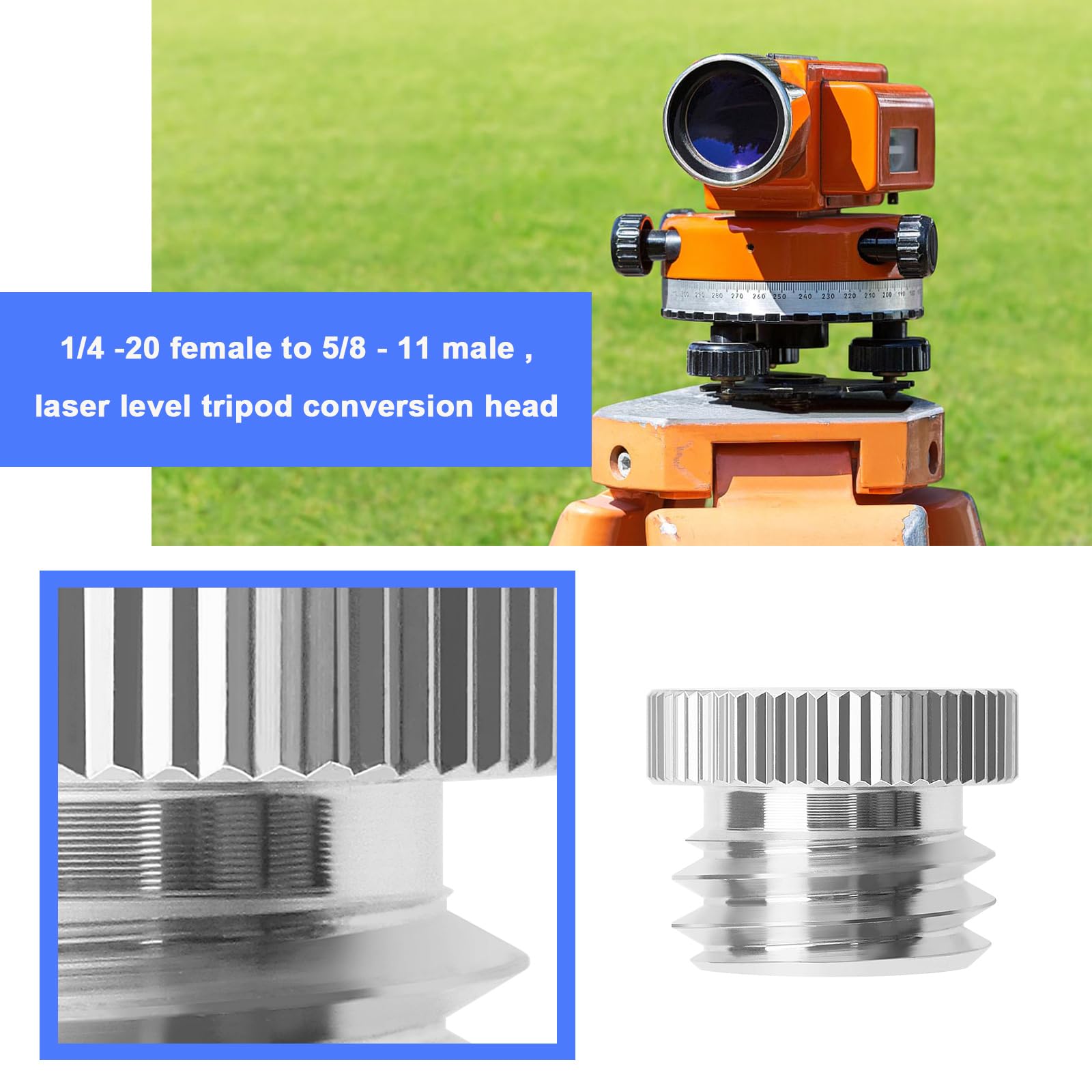The Lord Of The Tools 4Pcs 1/4 Inch - 20 To 5/8 Inch - 11 Laser Adapter Screw Adapter Studs Aluminum Alloy Threaded Adapter Accessories For Camera Tripods Mic Stands