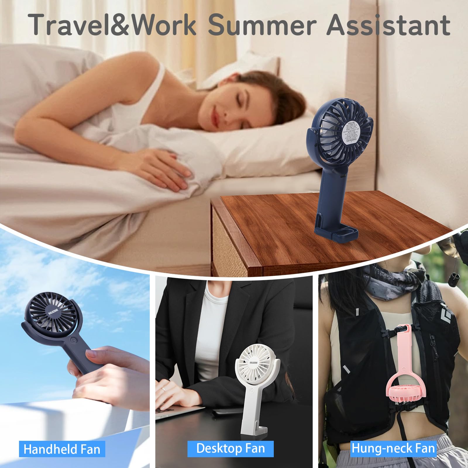 Mini Handheld Fan [3-Pack], Usb Rechargeable Portable Fan,5 Speed With Base Small Desk Fan,180° Cool