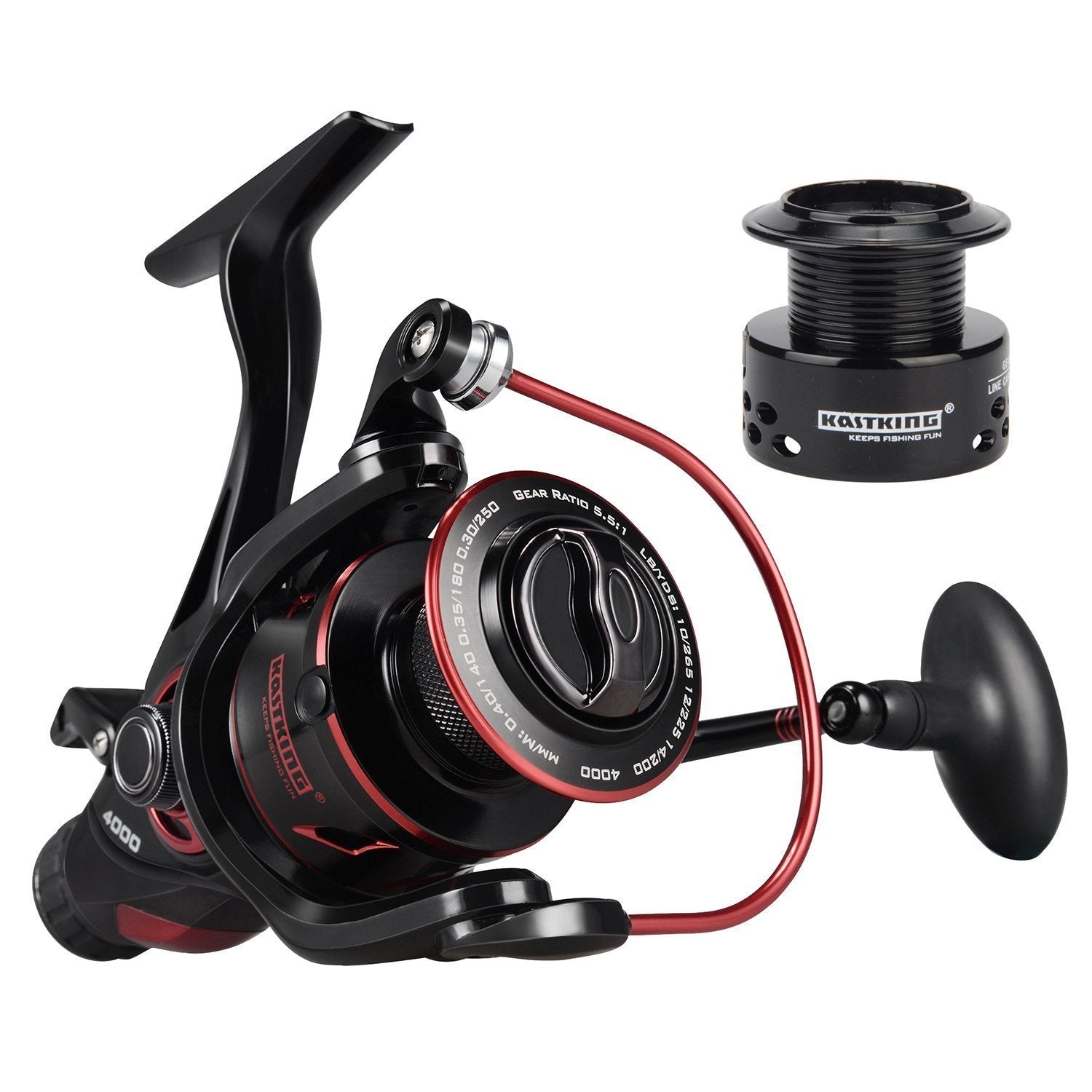 Kastking Sharky Baitfeeder Iii Spinning Fishing Reel,Size 6000, Kong Fishing Rod, Spinning Rod 2 Pc 10' Mh