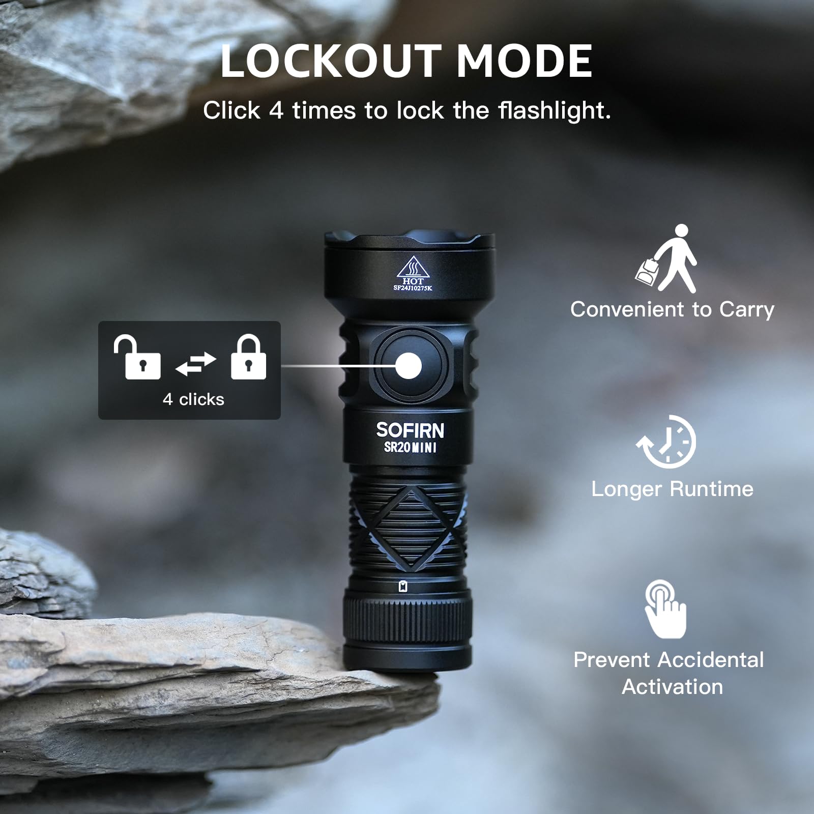Sofirn Led Rechargeable Red Flashlight, Sr20 Mini Bright Flashlight With 1200 Lumens Bright White Light, Red Light, Waterproof Samll Light For Camping Hiking Hunting Fishing