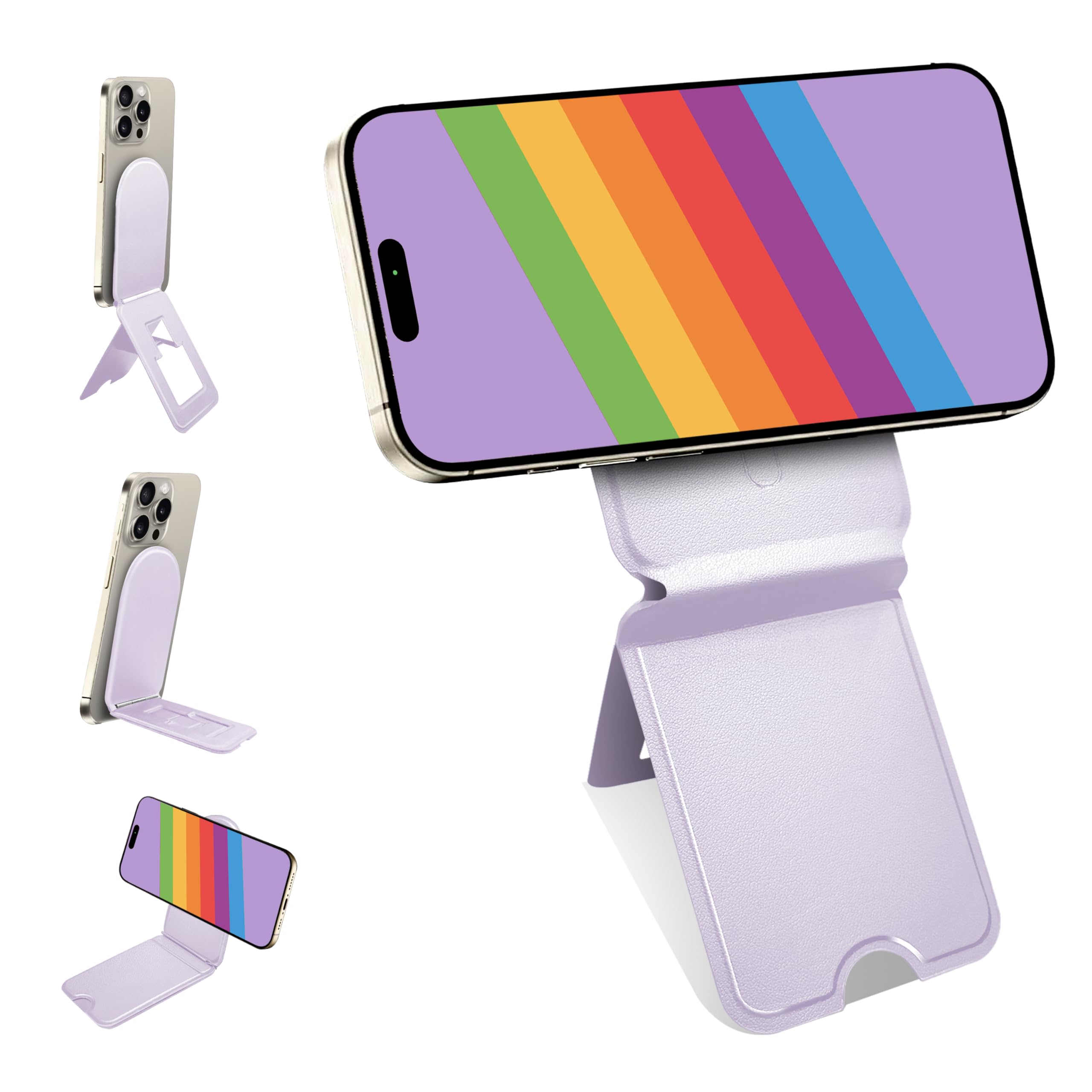 Guyefofo Phone Stand, Magnetic Phone Tripod, Eco-Friendly & Stain-Resistant Leather, Angle Adjustment & Strong Magnet Tripod For Iphone 16/15/14/13/12 (Included Metal Ring)-Purple