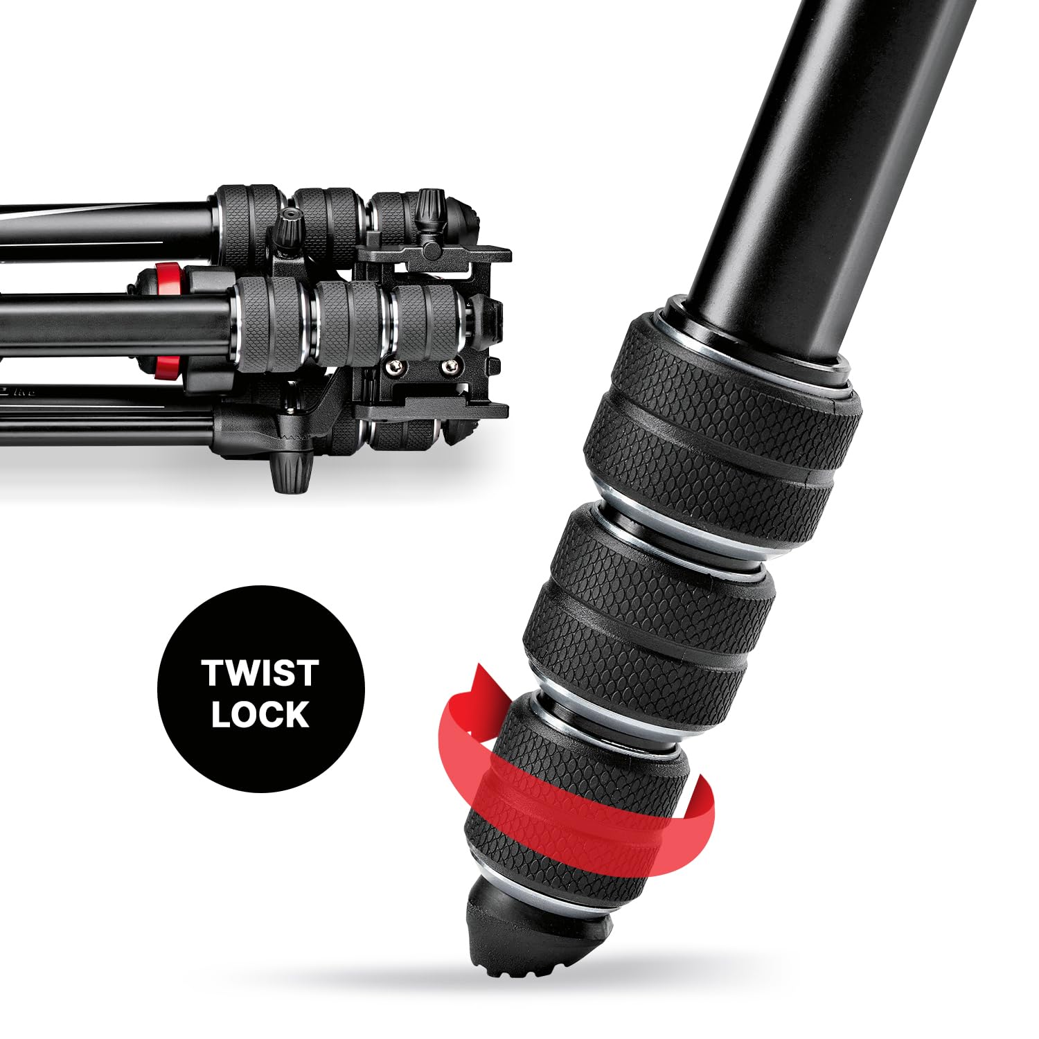 Manfrotto Be Live 4-Section Aluminum Compact Travel Video Tripod With Fluid Head, Black/Silver