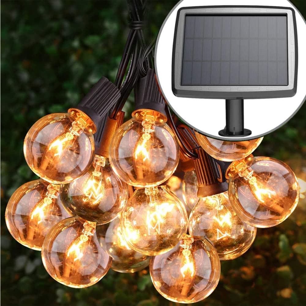 Silikang Solar String Lights, Waterproof And Shatterproof Led Outdoor Solar Light With 25 G40 Bulbs, 27 Ft Long Umbrella Sting Lights Patio Lights, Warm White (Sl-83)