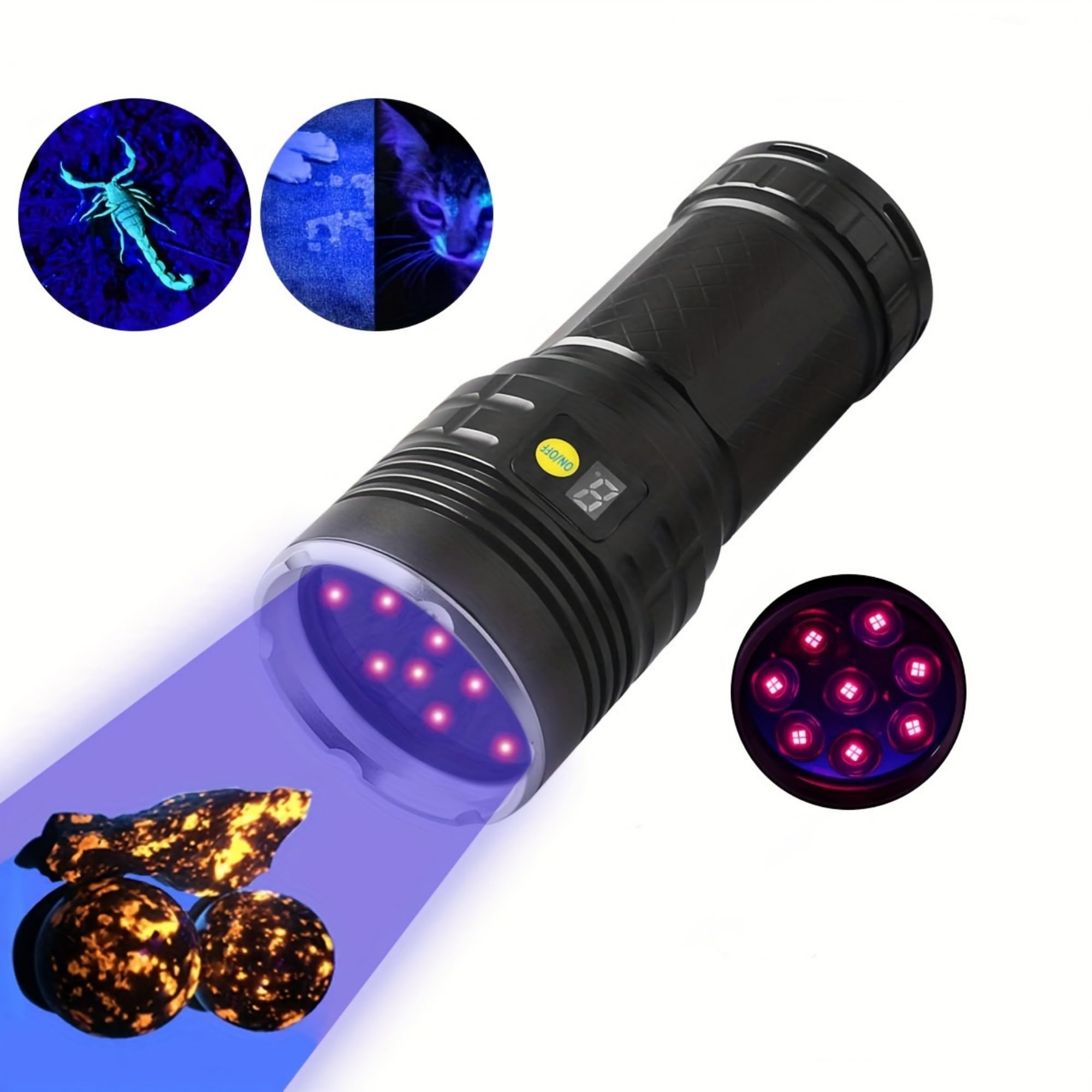 Brivulgent Uv Flashlight, 160W Uv Flashlight 365Nm Type-C Rechargeable Ultraviolet Flashlight Black Light Pet Urine Detector For Urine Detector, Leak Detection, Resin Curing, Fishing