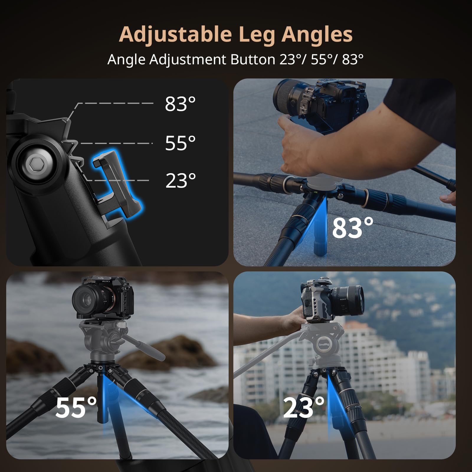 Smallrig Ft-S303 speed Carbon Fiber Tripod, 55'' Travel Video Tripod With One-Twist Height Adjustment, 65Mm Bowl Adapter, Weighs 4.6Lbs, Max Load 33Lbs / 15Kg For Dslr, Camera, Camcorder - 4645