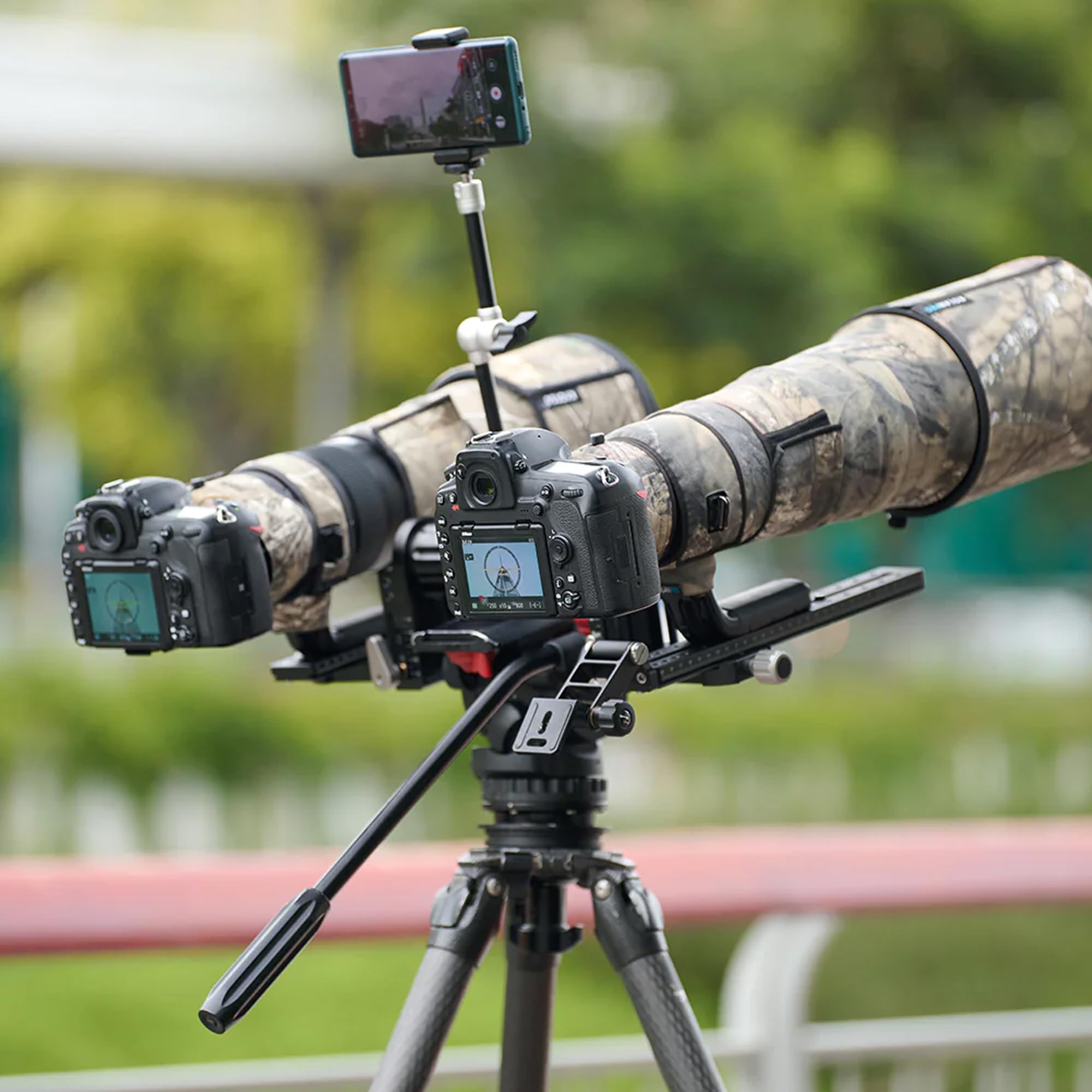 Heipi Dual Camera Bracket Hps23 Dual Camera Mount Support Two Cameras Lens Straight Dual Bracket Tripod Mount For Camera