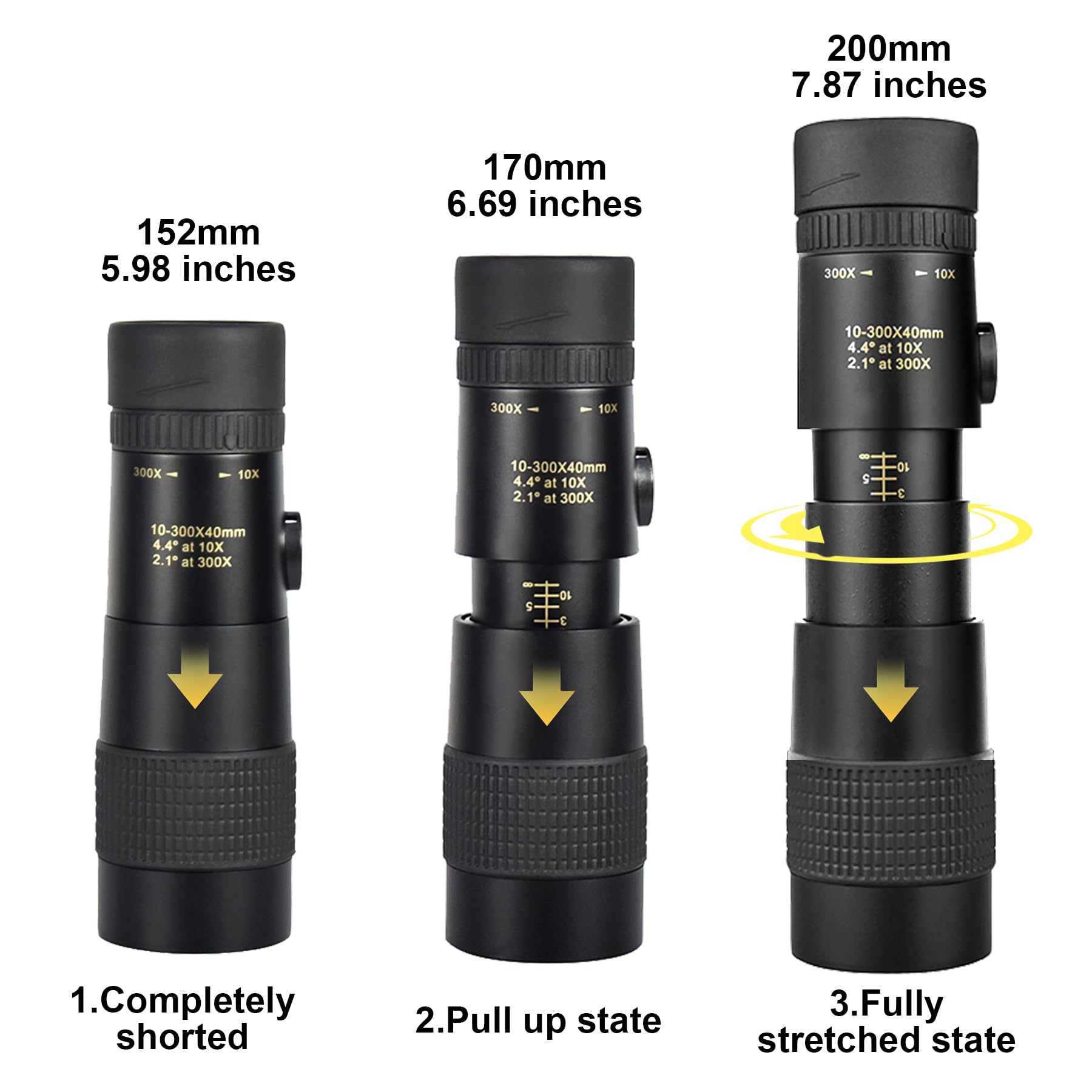 Glktrs    Monocular, 10-300X40 Monoculars For Adults High Powered With Bak4 & Fmc Lens, 40Mm Large Aperture Variable Magnification Monocular Telescope For Outdoor Observation And Travel