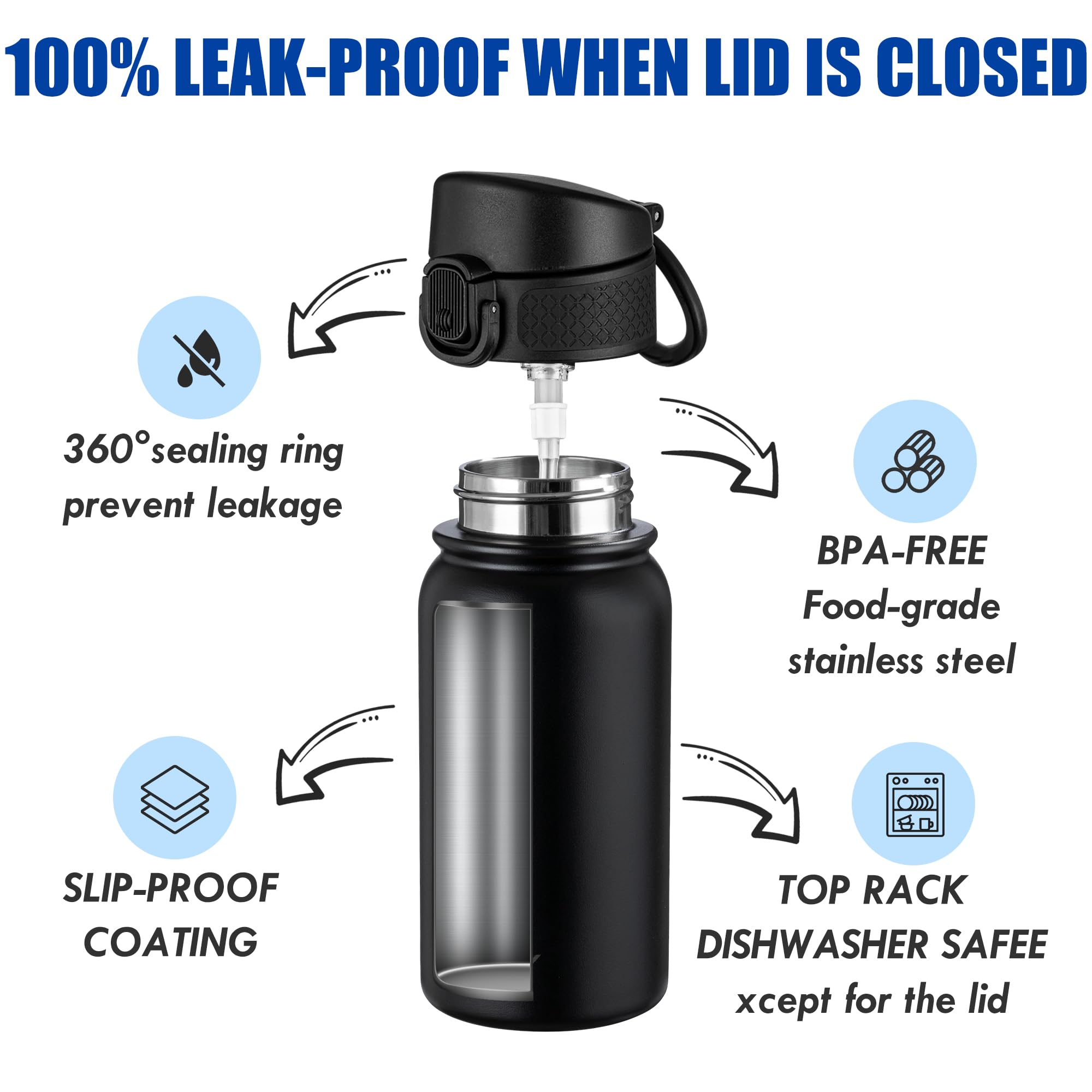Oldley 12Oz Kids Water Bottle, Stainless Steel Insulated Water Bottle For Kids, With Straws Leak-Pr