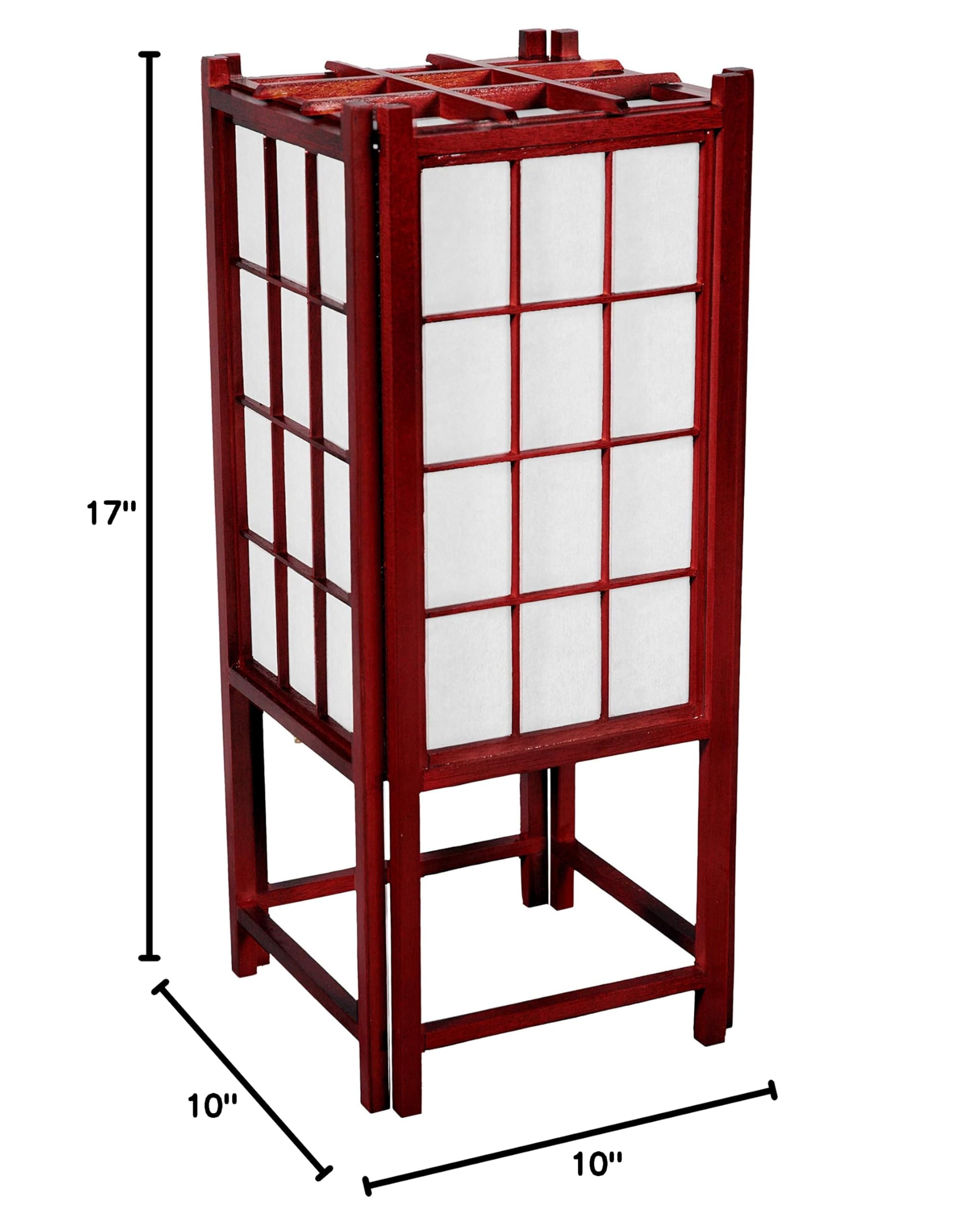 Red Lantern 18" Window Pane Shoji Lamp, Rosewood