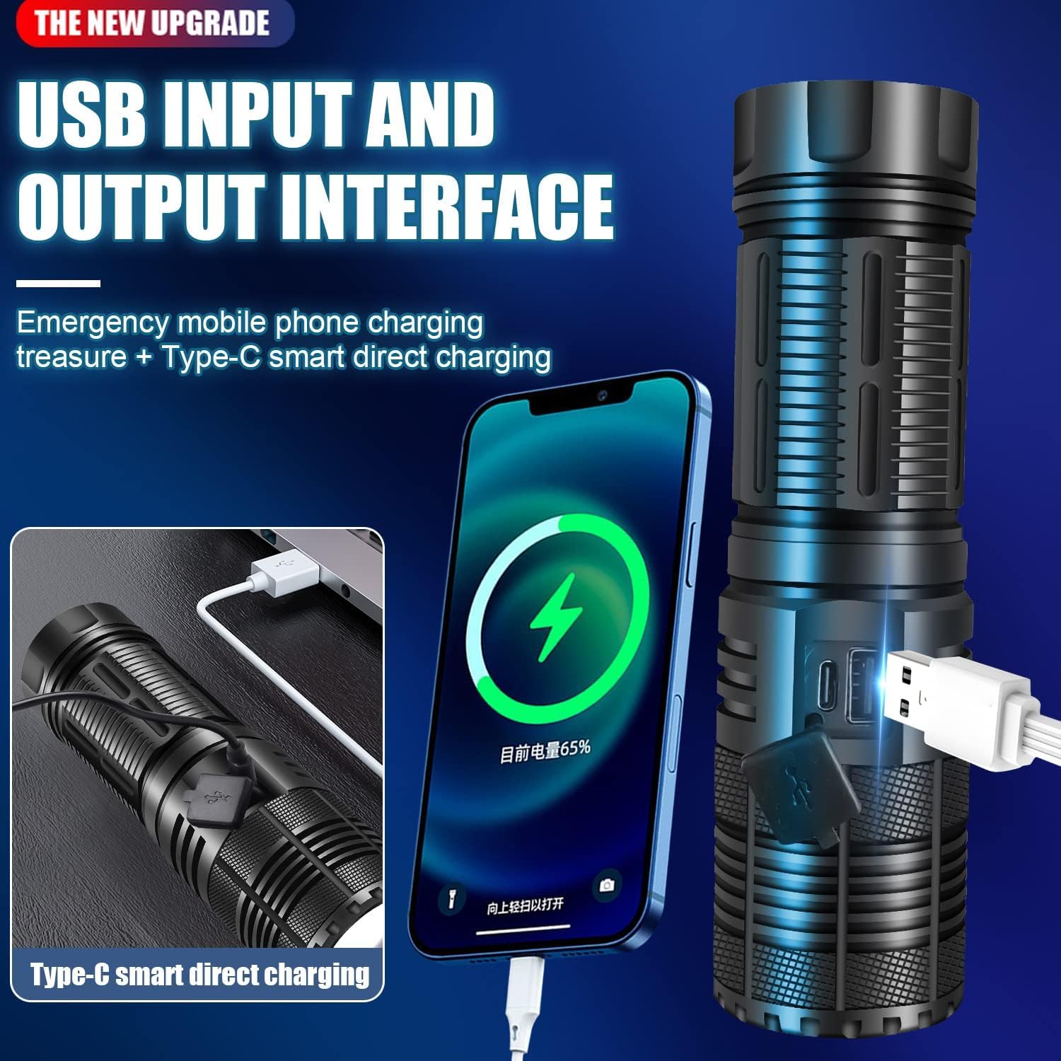 Fuerkeem Rechargeable Flashlights 990,000 Lumens, Super Bright Led Flashlight High Lumens With 9000 Mah Capacity, World'S Brightest Flashlight Shoots 10,000 Feet For Camping Hiking Emergency