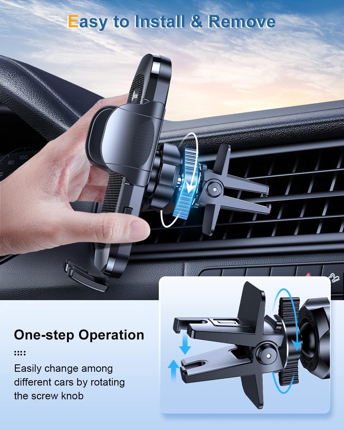 Aredan Phone Mount For Car [Military-Grade Super Suction] Universal Hands- Phone Holder For Dashboard Windshield Air Vent For Iphone 16 Pro Max Plus Samsung All Phones & Cars